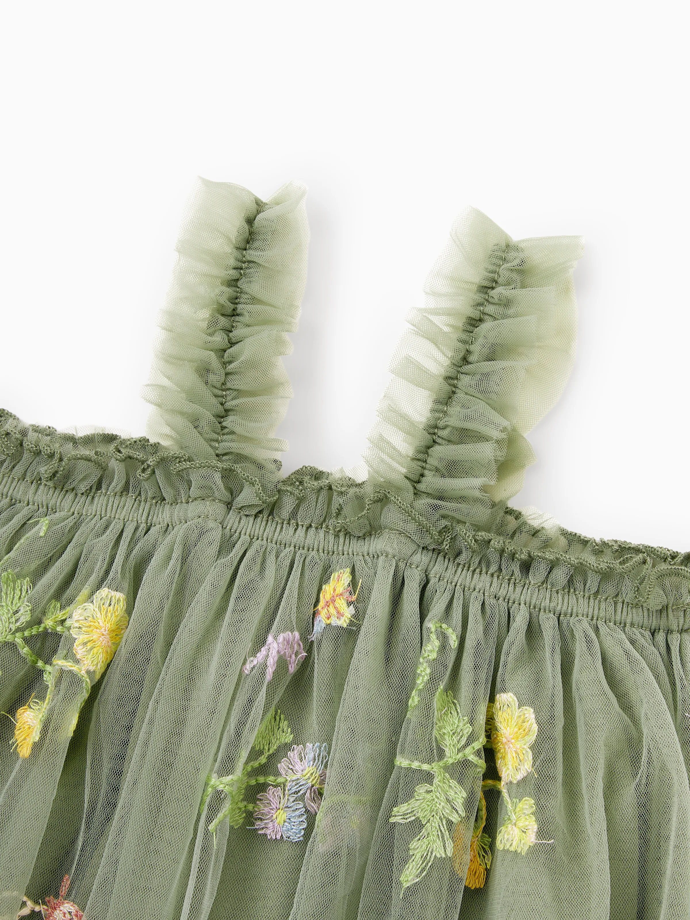 Daddy & Daughter Polo Collar Short-sleeve Shirt or V-neck Strappy Mesh Dress Green - Image 20