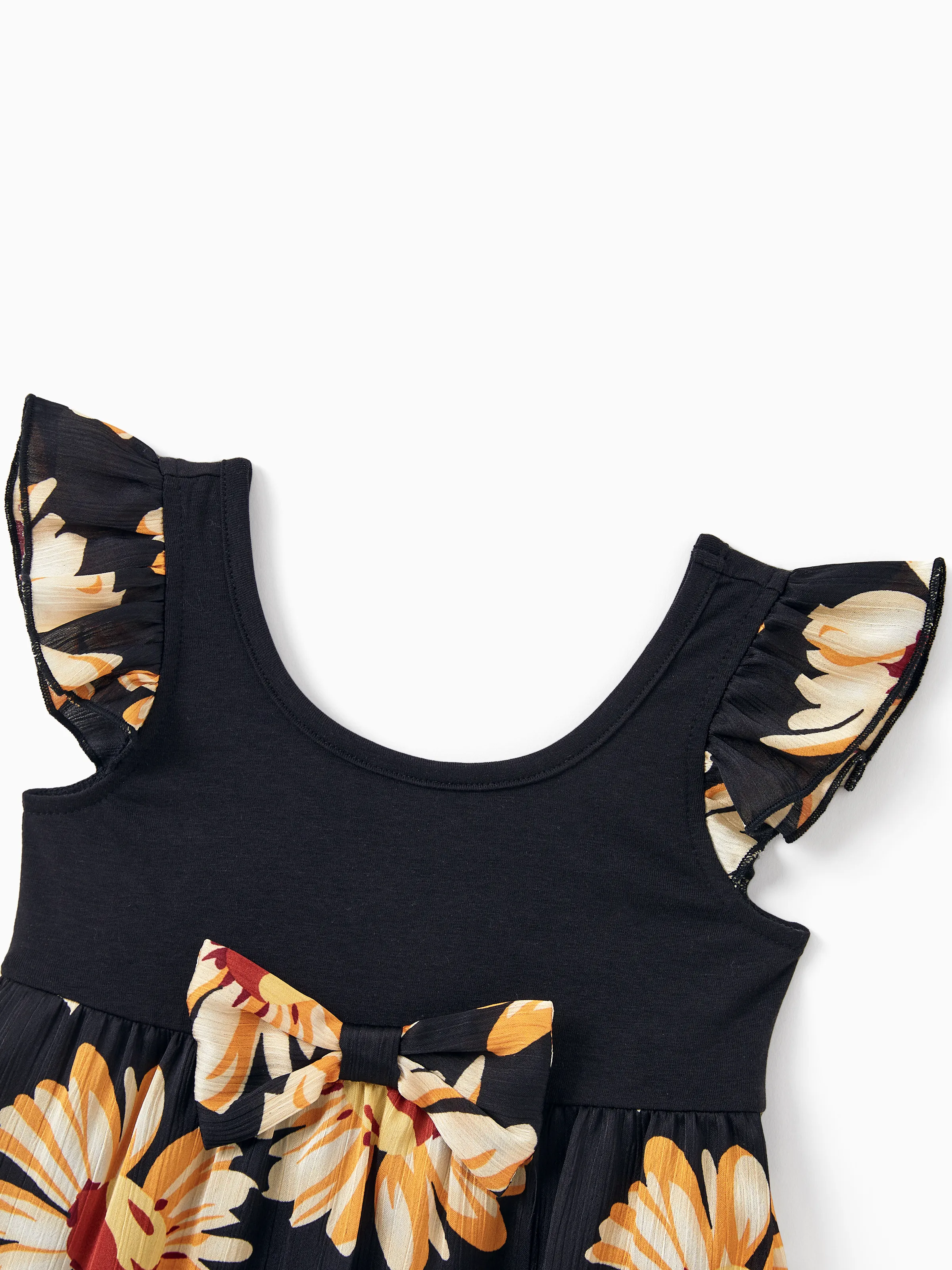 Daddy & Daughter Set Floral Sleeveless Strappy Dress or Colorblock Short-sleeve T-shirt Black - Image 20