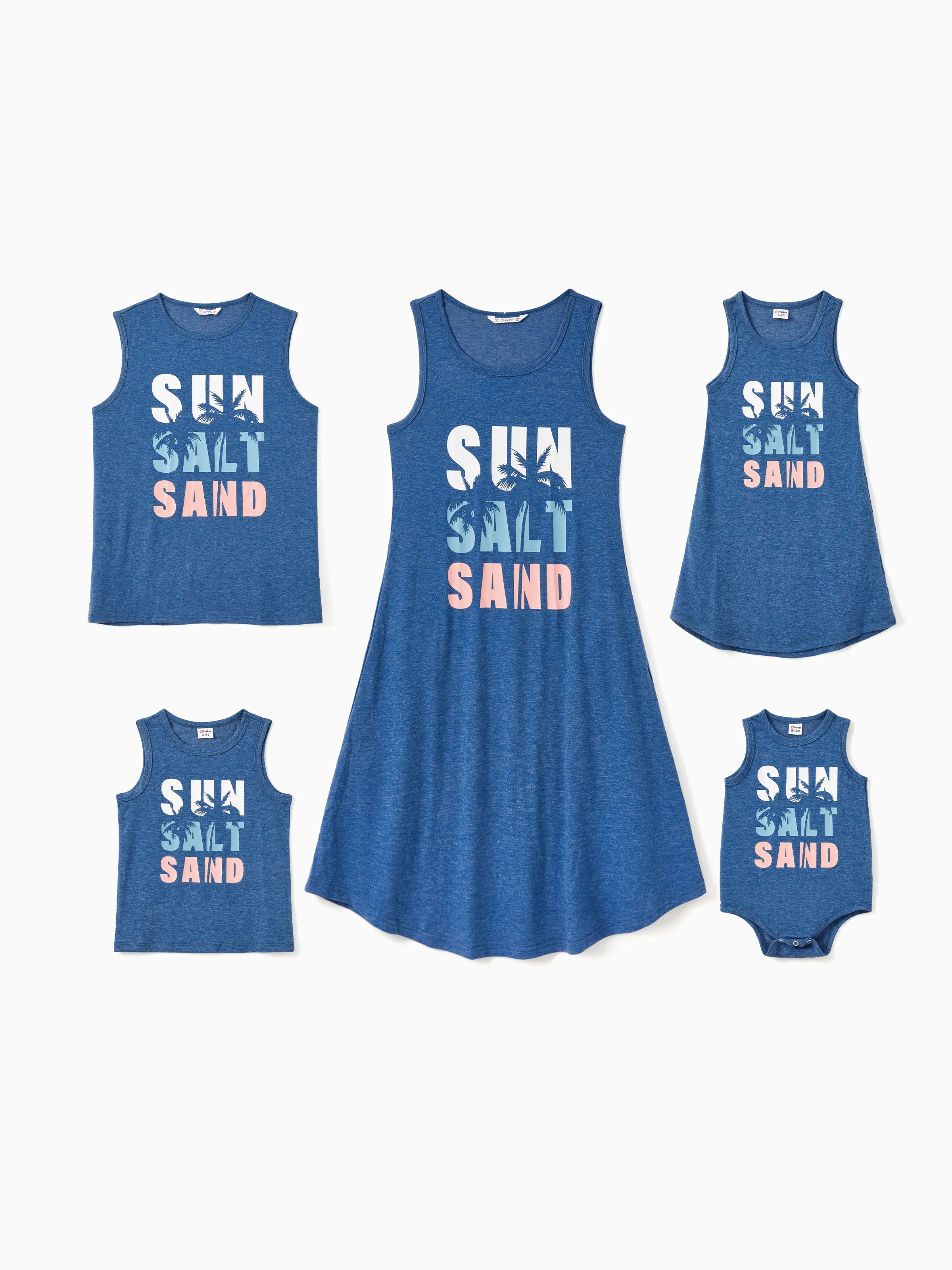 Daddy & Daughter Sets Blue Tank Top or Flowy A-Line Tank Dress with Pockets Blue - Image 2