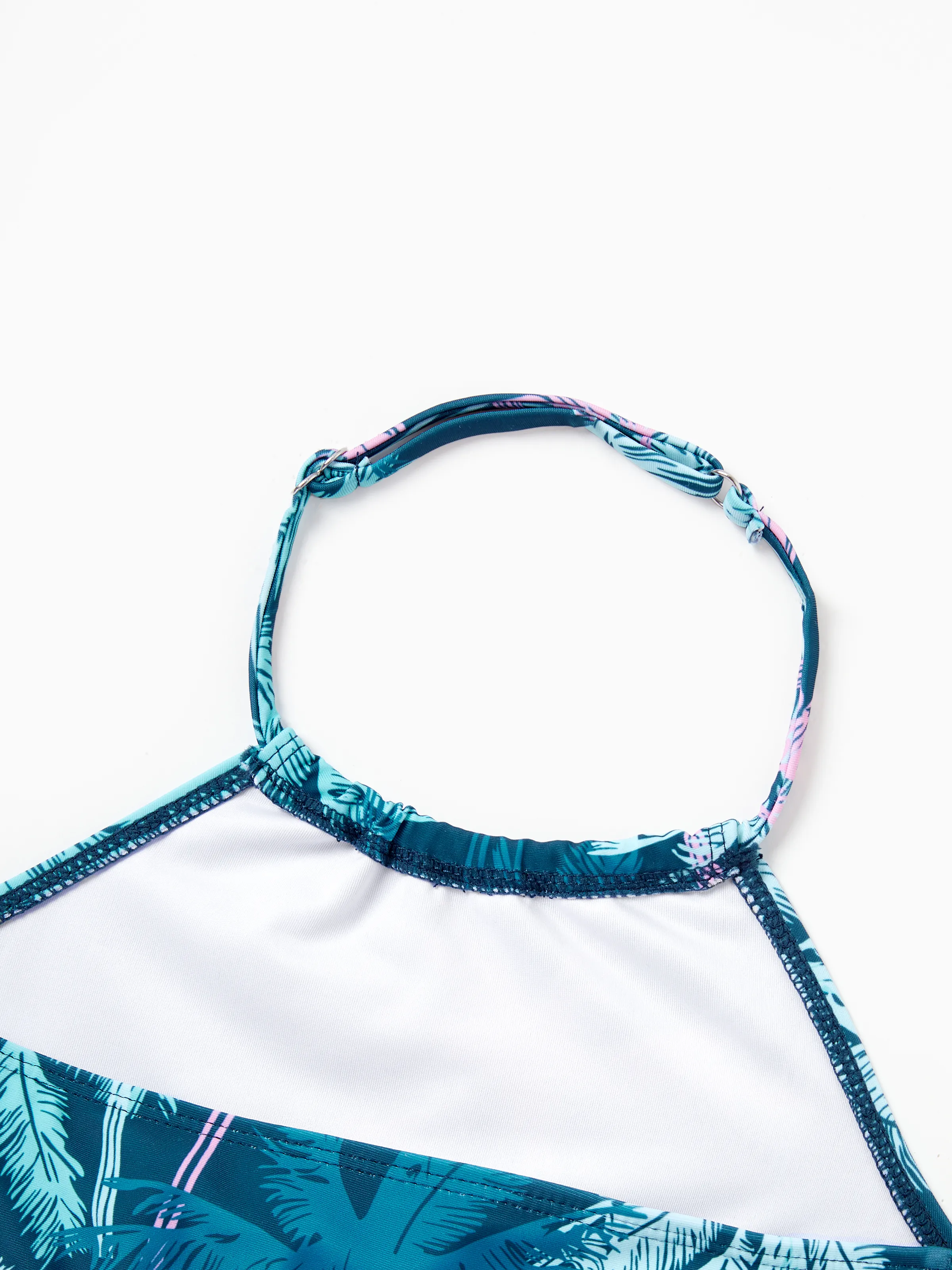 Daddy & Daughter Swimsuits Tropical Palm Tree Print, Beach Vacation Swimwear Turquoise - Image 16