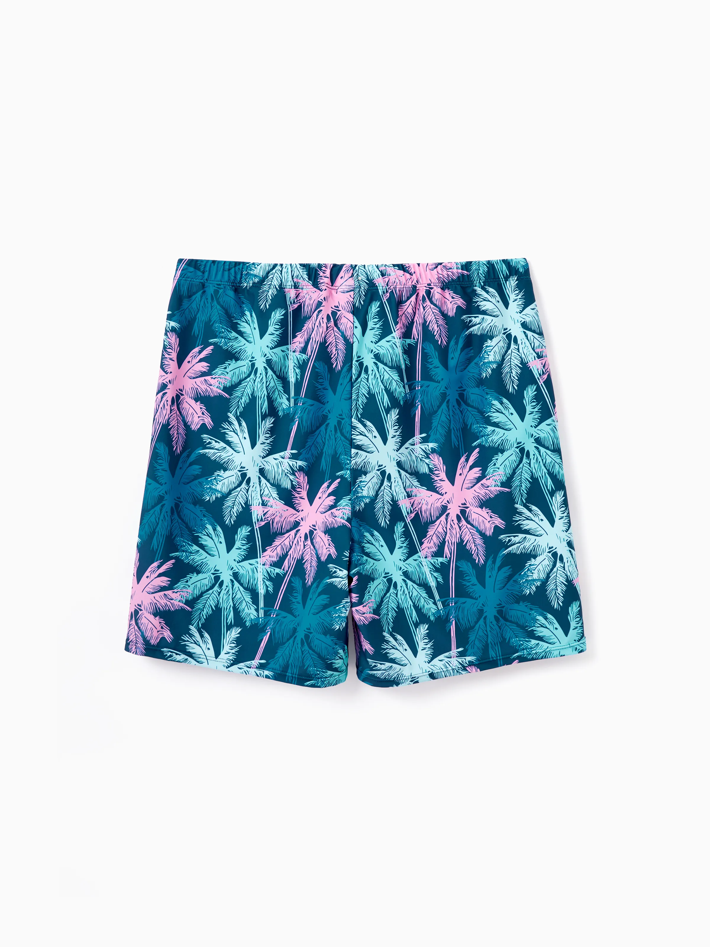 Daddy & Daughter Swimsuits Tropical Palm Tree Print, Beach Vacation Swimwear Turquoise - Image 7