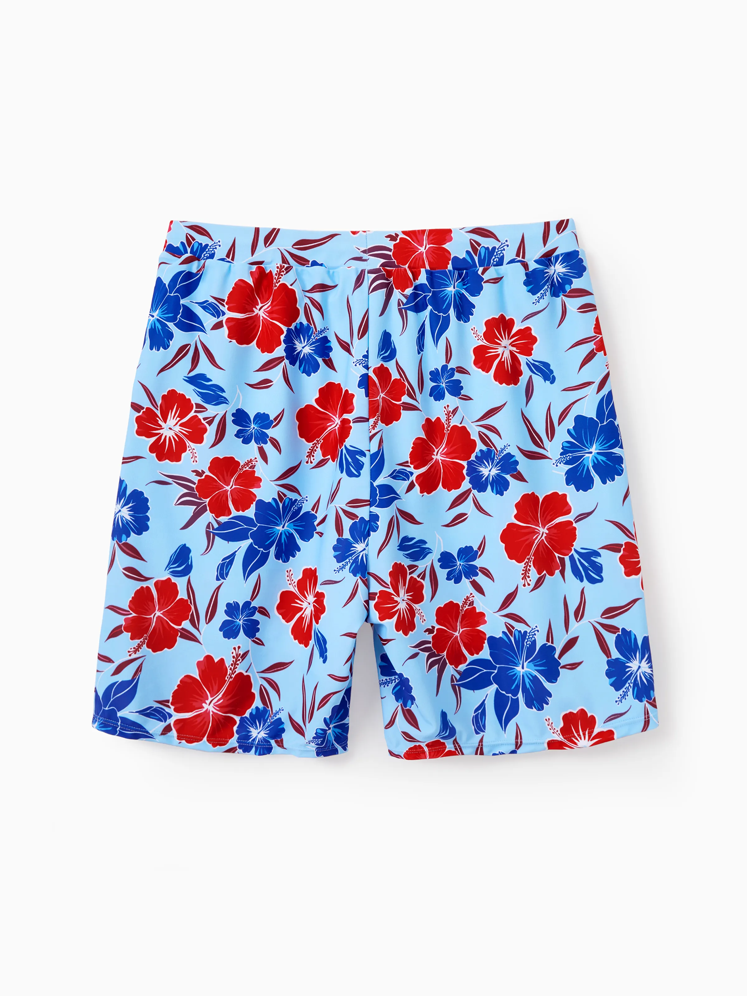 Daddy & Daughter Swimwear Floral Print Bikini & Swim Trunks Set for Mom, Dad, & Kids, Perfect for Summer Beach Days & Pool Parties Red - Image 4