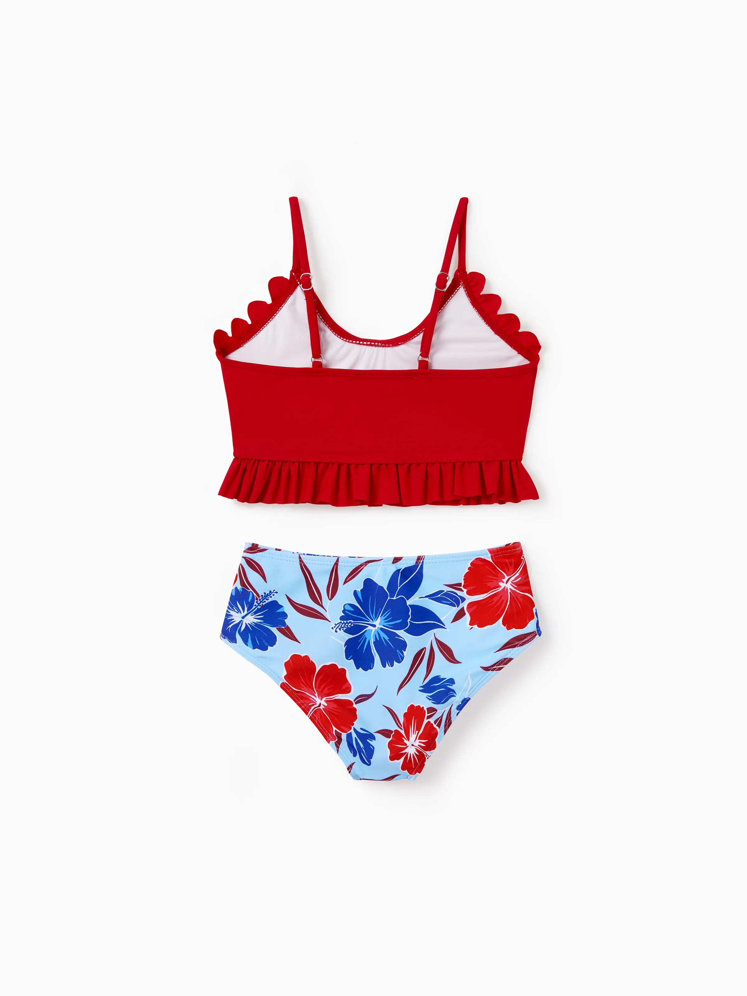 Daddy & Daughter Swimwear Floral Print Bikini & Swim Trunks Set for Mom, Dad, & Kids, Perfect for Summer Beach Days & Pool Parties Red - Image 9