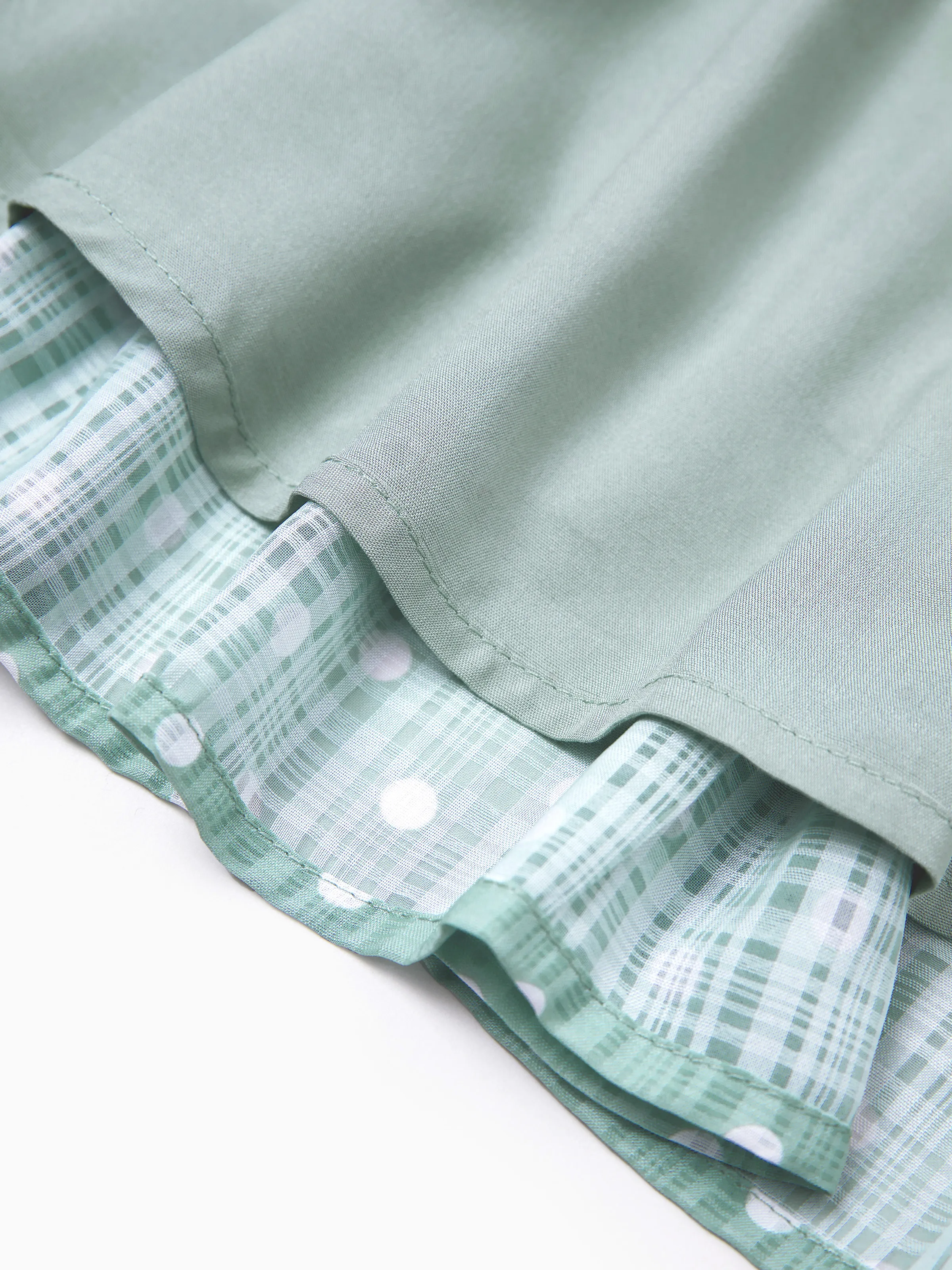 Daddy & Daughter T-Shirt & Dress Set Polka Dot Puff-sleeve Dress for Daughter & Baby, Color Block Cotton Tee for Dad , Perfect for Family Outings & Photos Light Green - Image 17