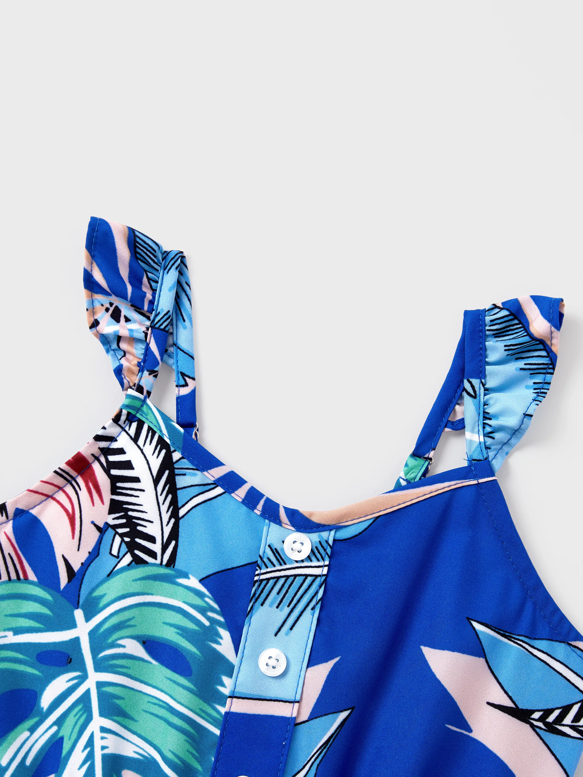 Daddy & Daughter Tropical Dress & T-shirt Set – Blue Floral Print for Dad, Mom, Girls & Baby, Perfect for Summer Vacations and Family Photos Blue - Image 15