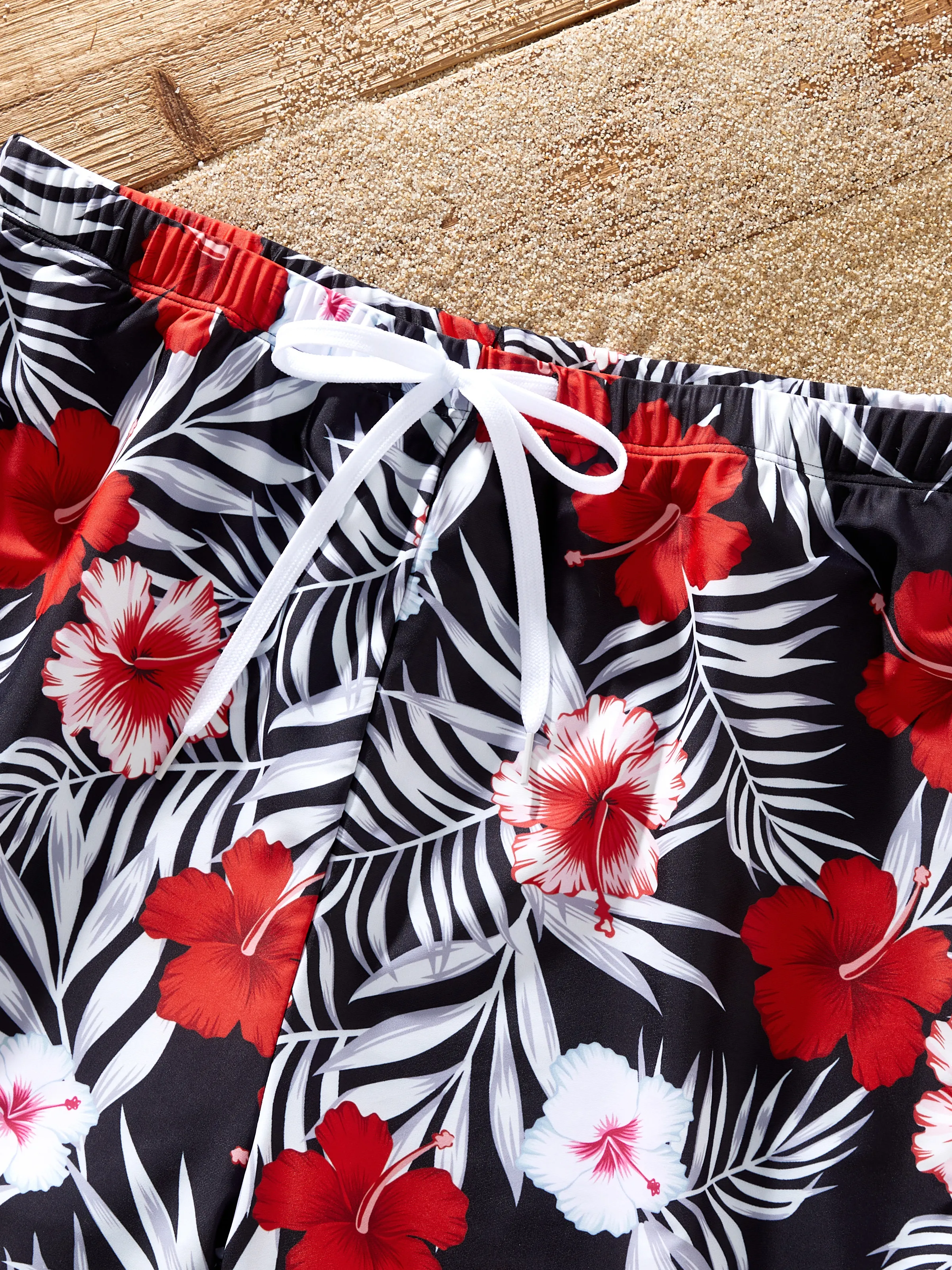 Daddy & Daughter Tropical Floral Swim Trunk or  2 Pieces Halter Swimsuit Black - Image 7