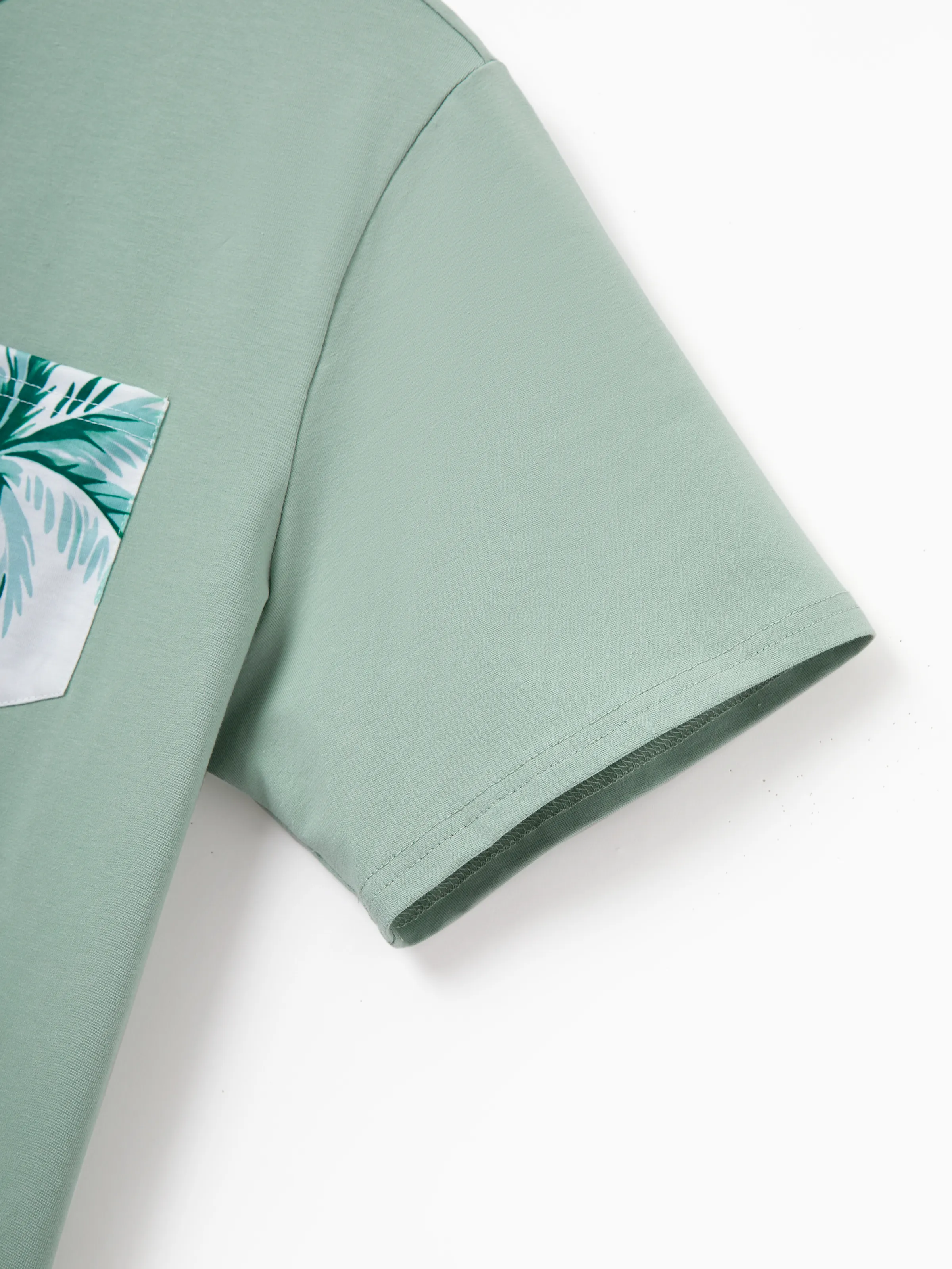 Daddy & Me Tropical Print Outfits,Daughter Tank Dress & Dad Cotton T-Shirt Set Green - Image 10