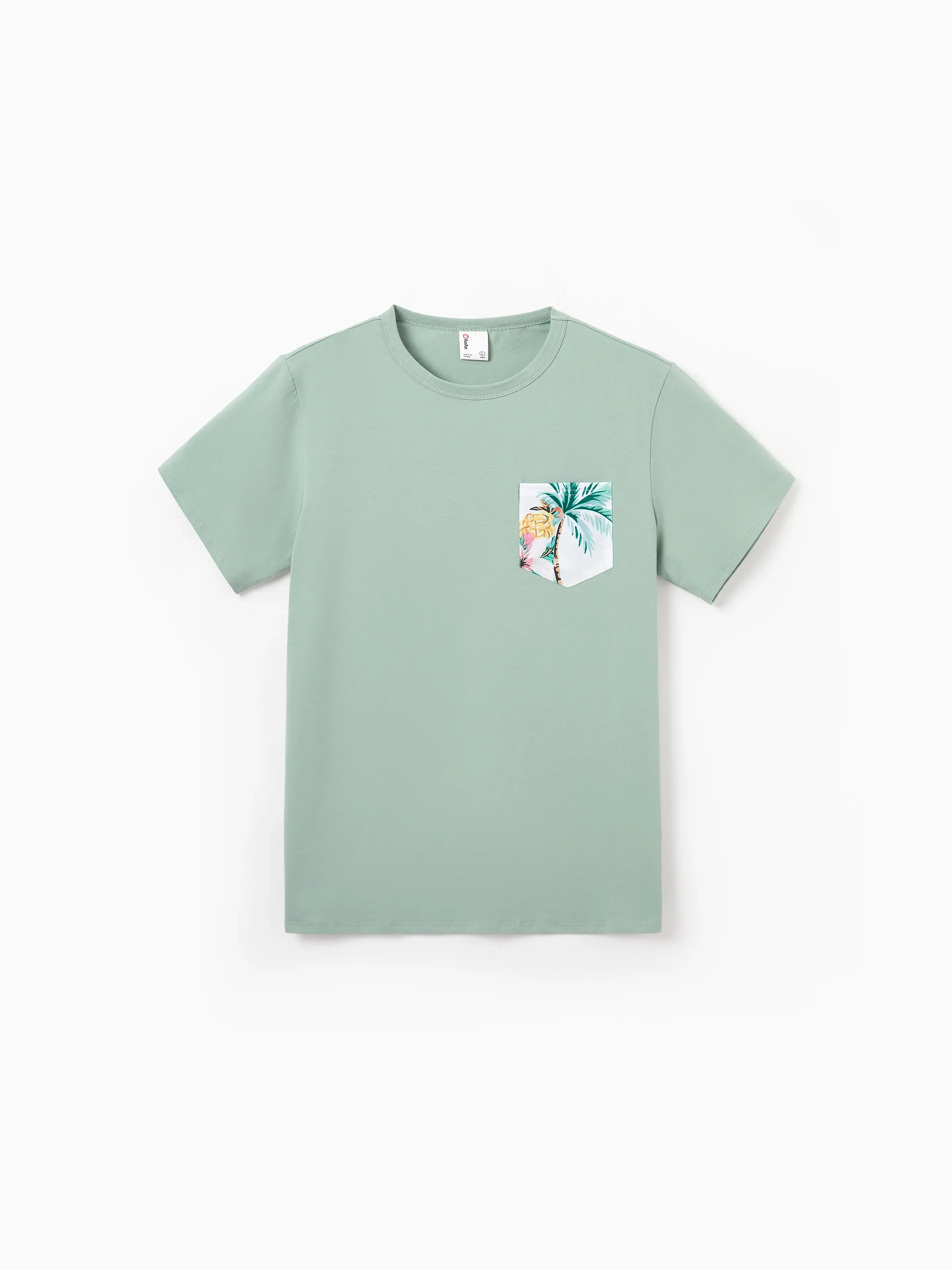 Daddy & Me Tropical Print Outfits,Daughter Tank Dress & Dad Cotton T-Shirt Set Green - Image 6