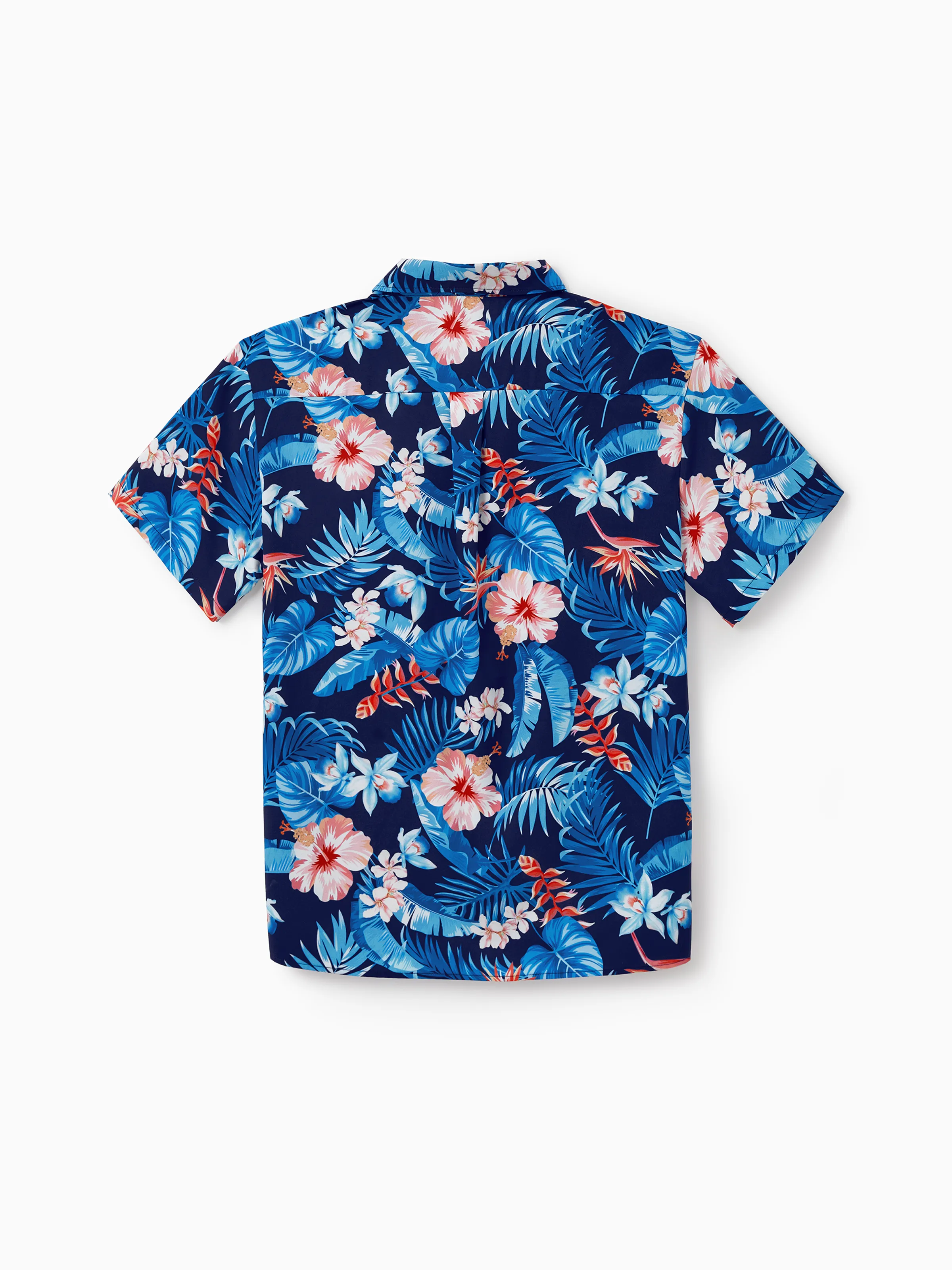 Daddy & Daughter Vacation Set Tropical Floral Print Shirt or Halter Dresses for Dad, Mom, Kids & Baby, Perfect for Summer Holidays & Family Photos Deep Blue - Image 5
