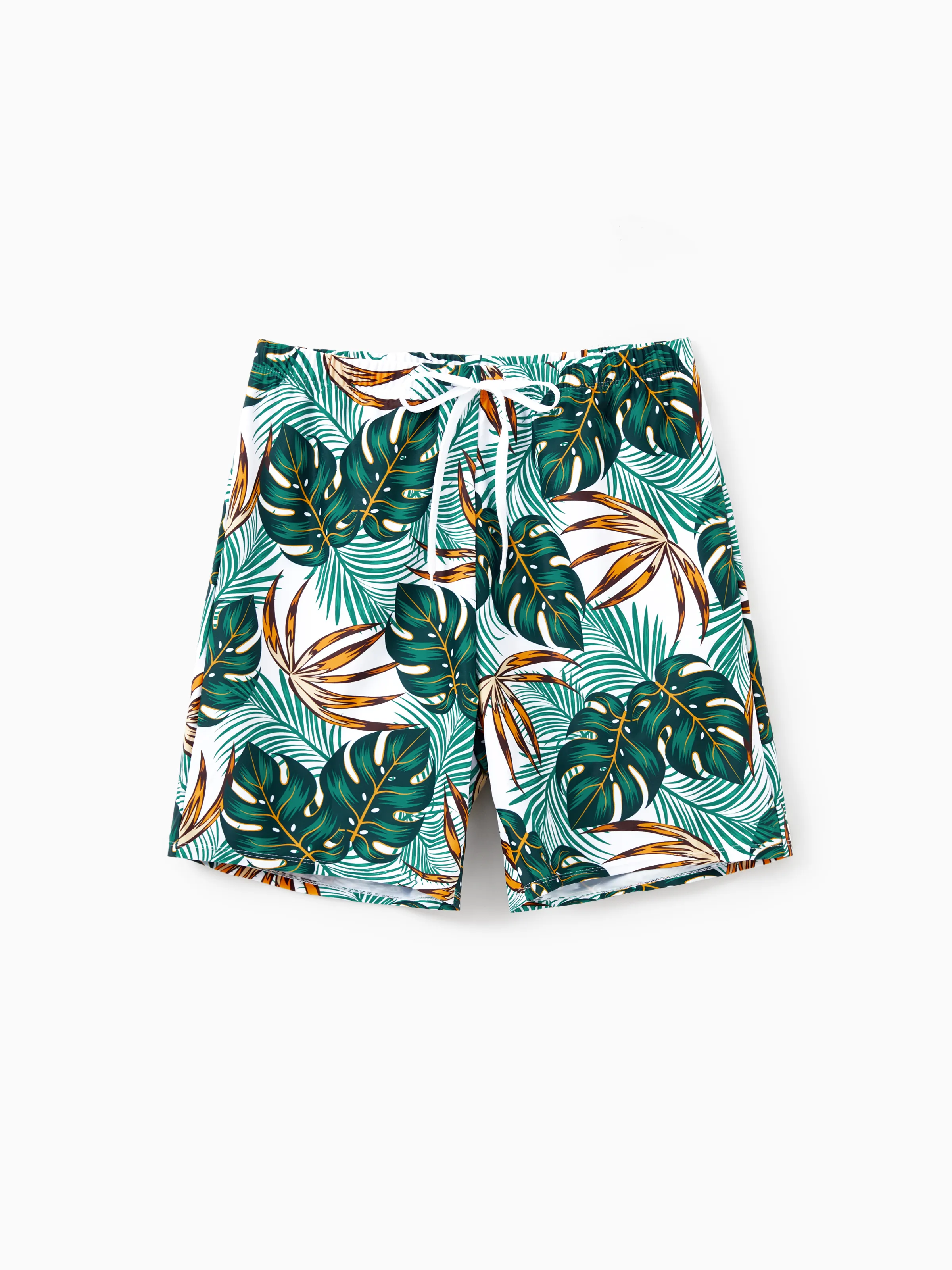 Daddy & Son Allover Plants Print Swim Trunks Shorts  Dark Green - Image 4
