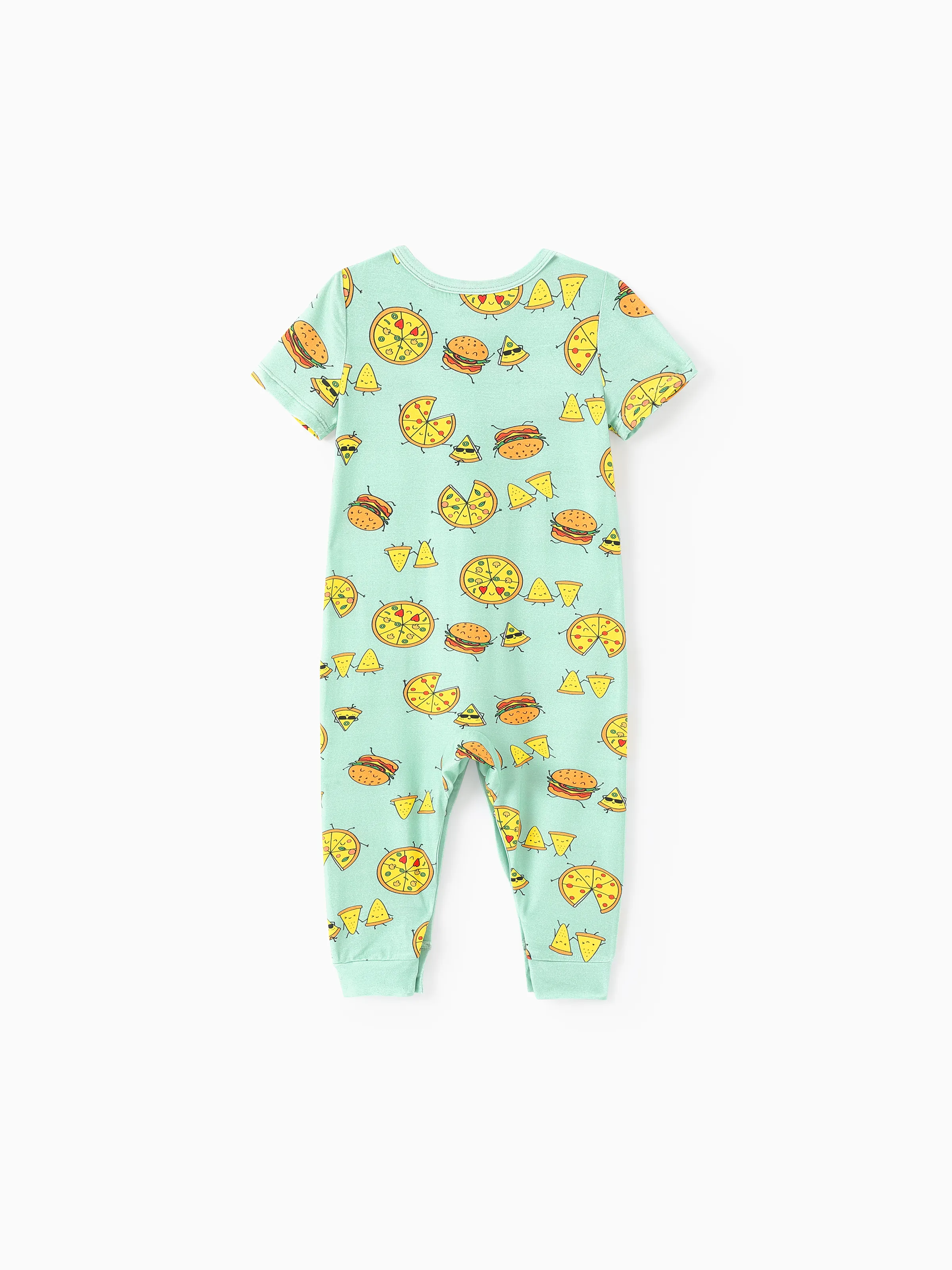 Daddy & Son Bamboo Family Mint Green PJs Cute Cartoon Food Theme Print Short Sleeve & Long Pants Sleepwear Matching Pajama set (Snug-Fitting for Children) Light Blue - Image 13