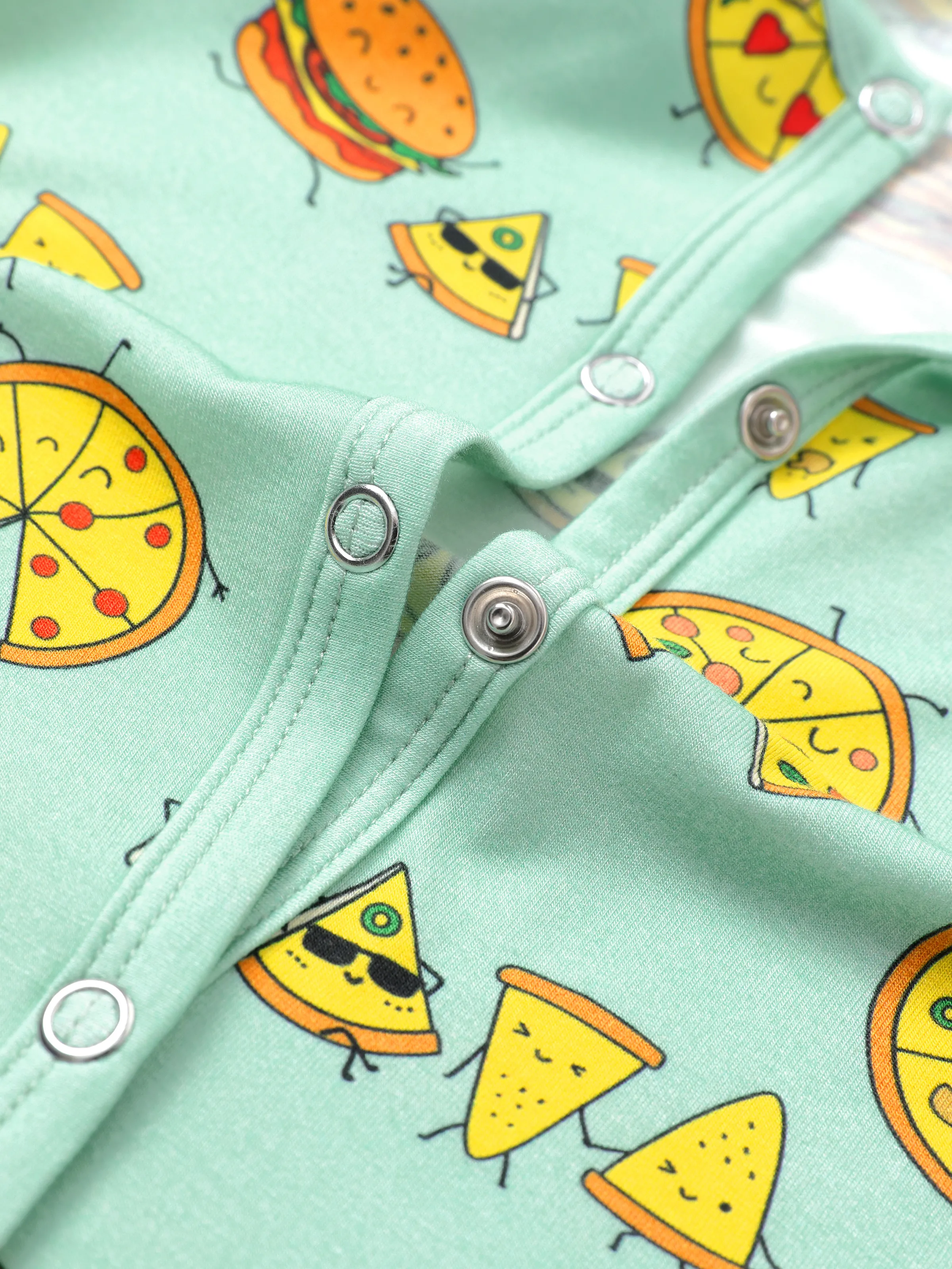 Daddy & Son Bamboo Family Mint Green PJs Cute Cartoon Food Theme Print Short Sleeve & Long Pants Sleepwear Matching Pajama set (Snug-Fitting for Children) Light Blue - Image 15
