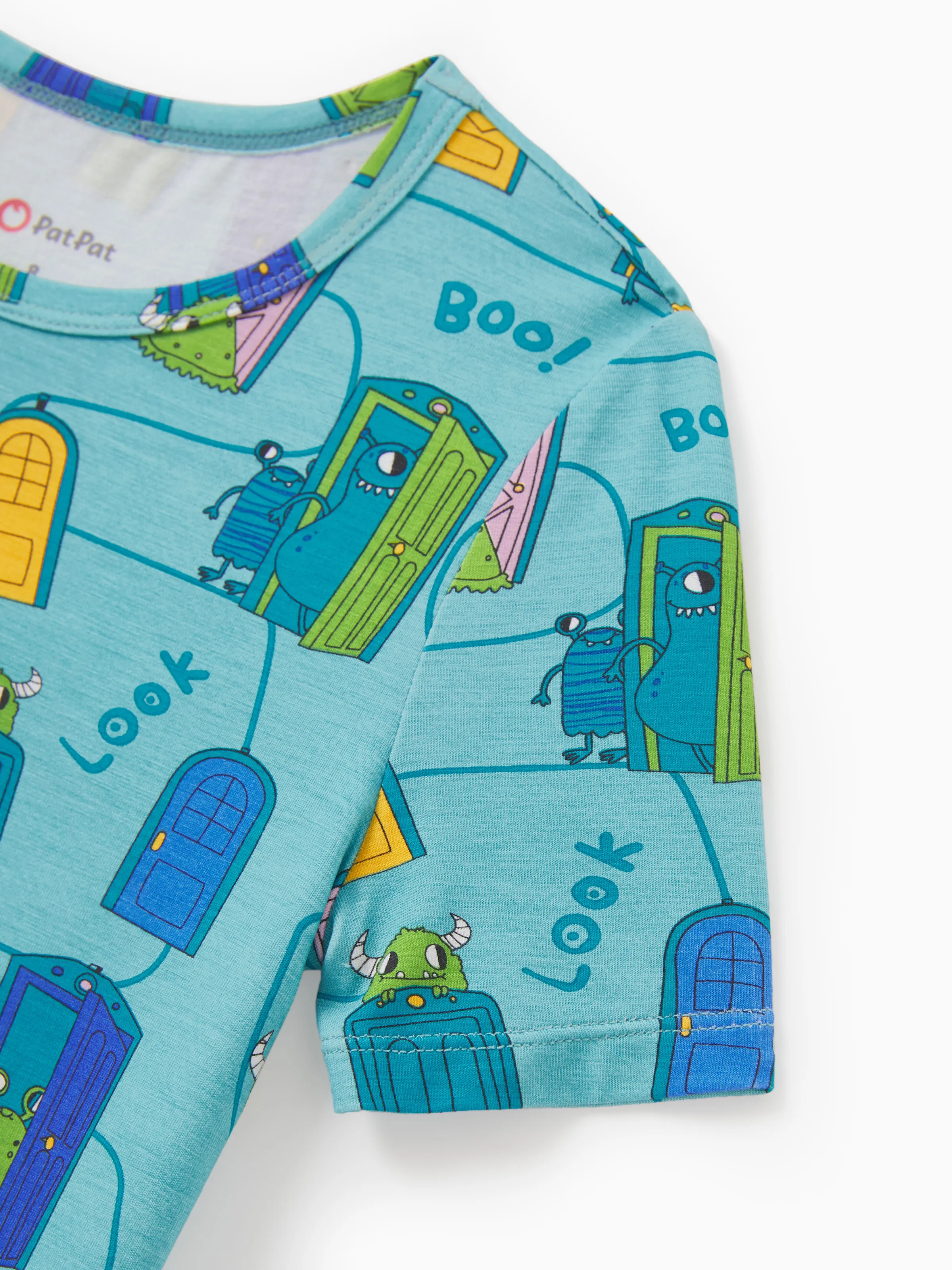 Daddy & Son Bamboo Family Pajamas Cartoon Print Short-sleeve Matching Pajama set ( Snug-Fitting for Children ) Green - Image 10