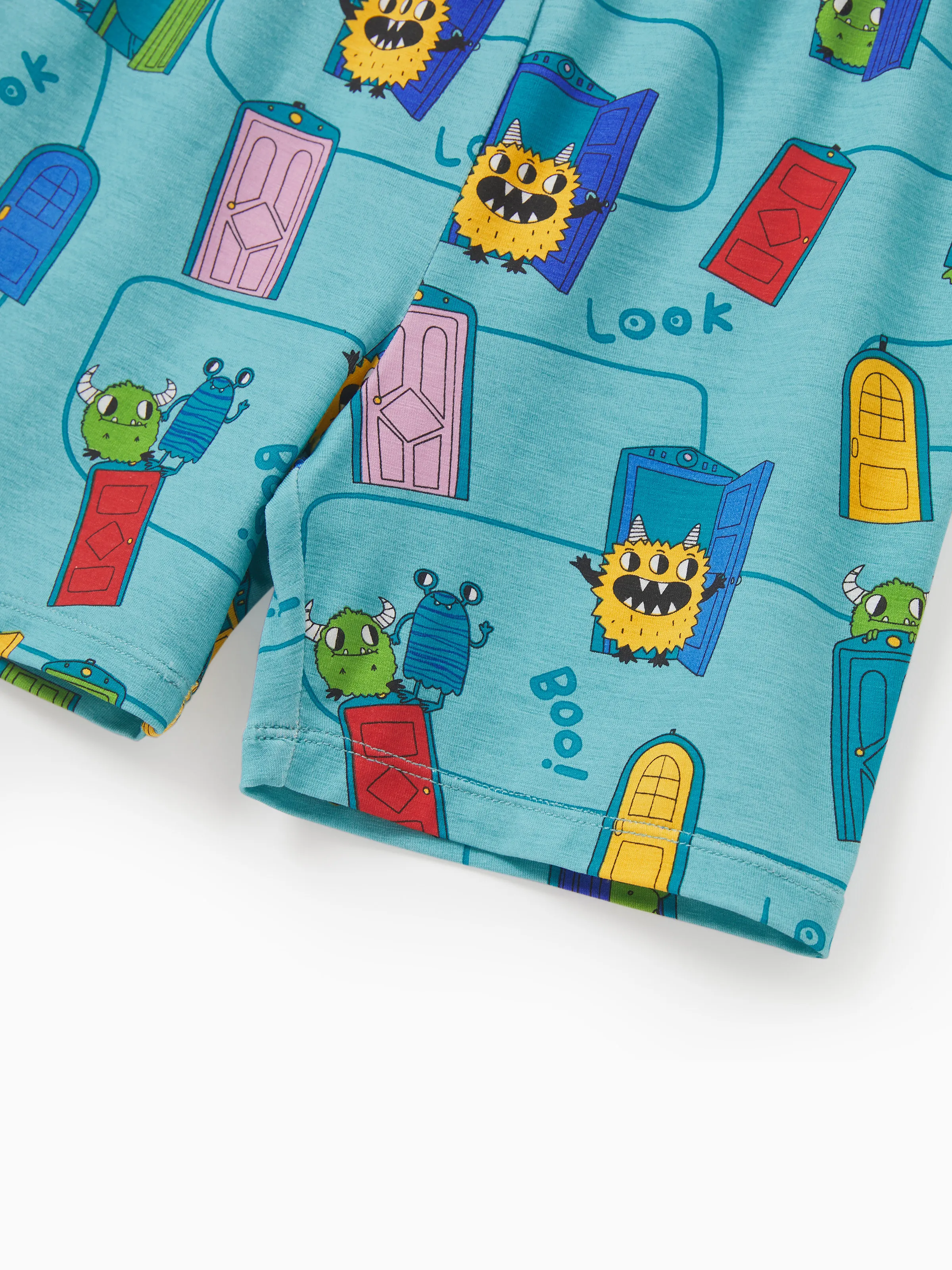 Daddy & Son Bamboo Family Pajamas Cartoon Print Short-sleeve Matching Pajama set ( Snug-Fitting for Children ) Green - Image 12