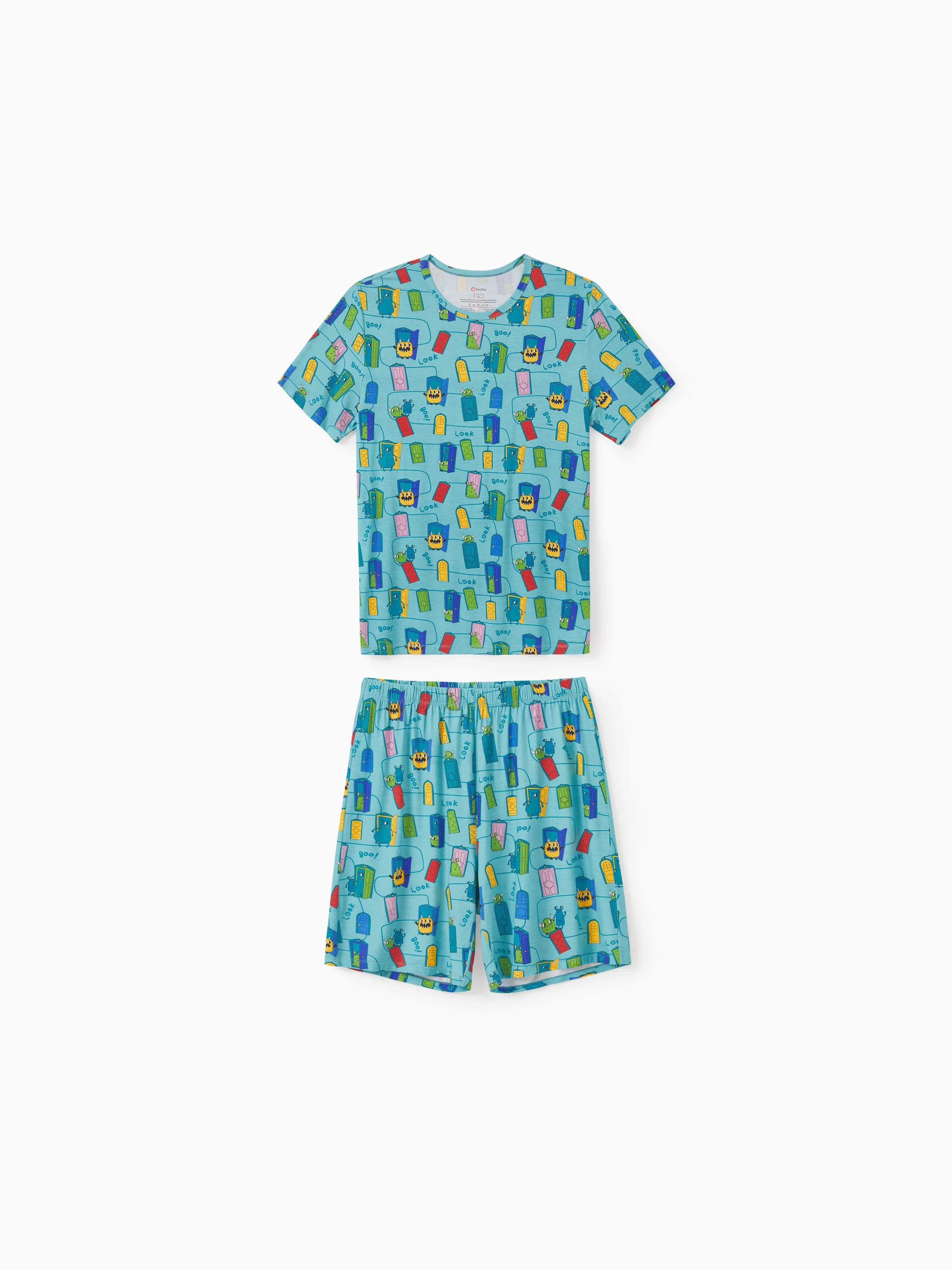 Daddy & Son Bamboo Family Pajamas Cartoon Print Short-sleeve Matching Pajama set ( Snug-Fitting for Children ) Green - Image 3