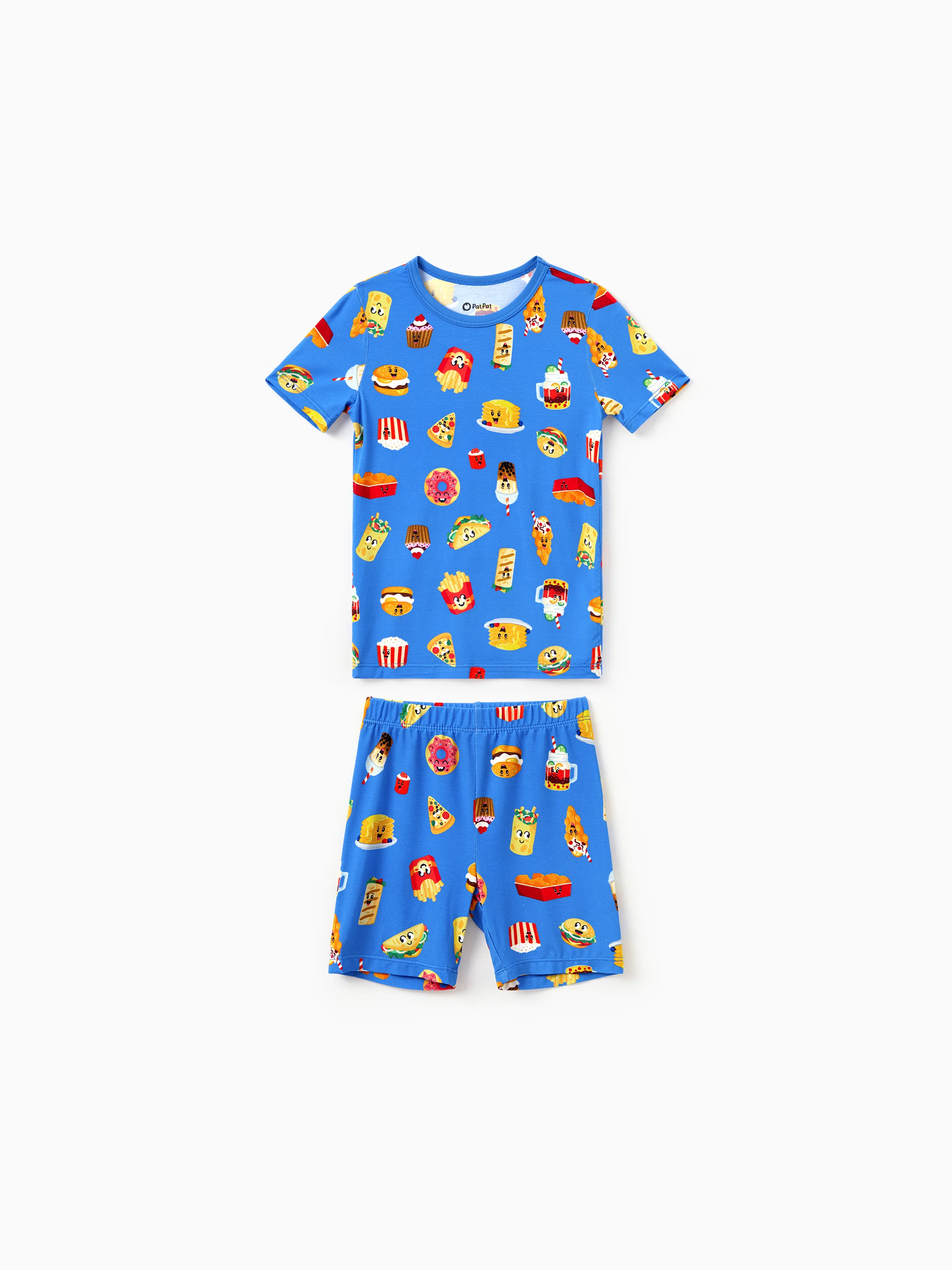 Daddy & Son Bamboo Pajamas Buttery Soft Bamboo PJs for Men Women Kids Toddler, Cute Burger & Fries Print Short Sleeve Sleepwear (Snug-Fitting for Children) Royal Blue - Image 13