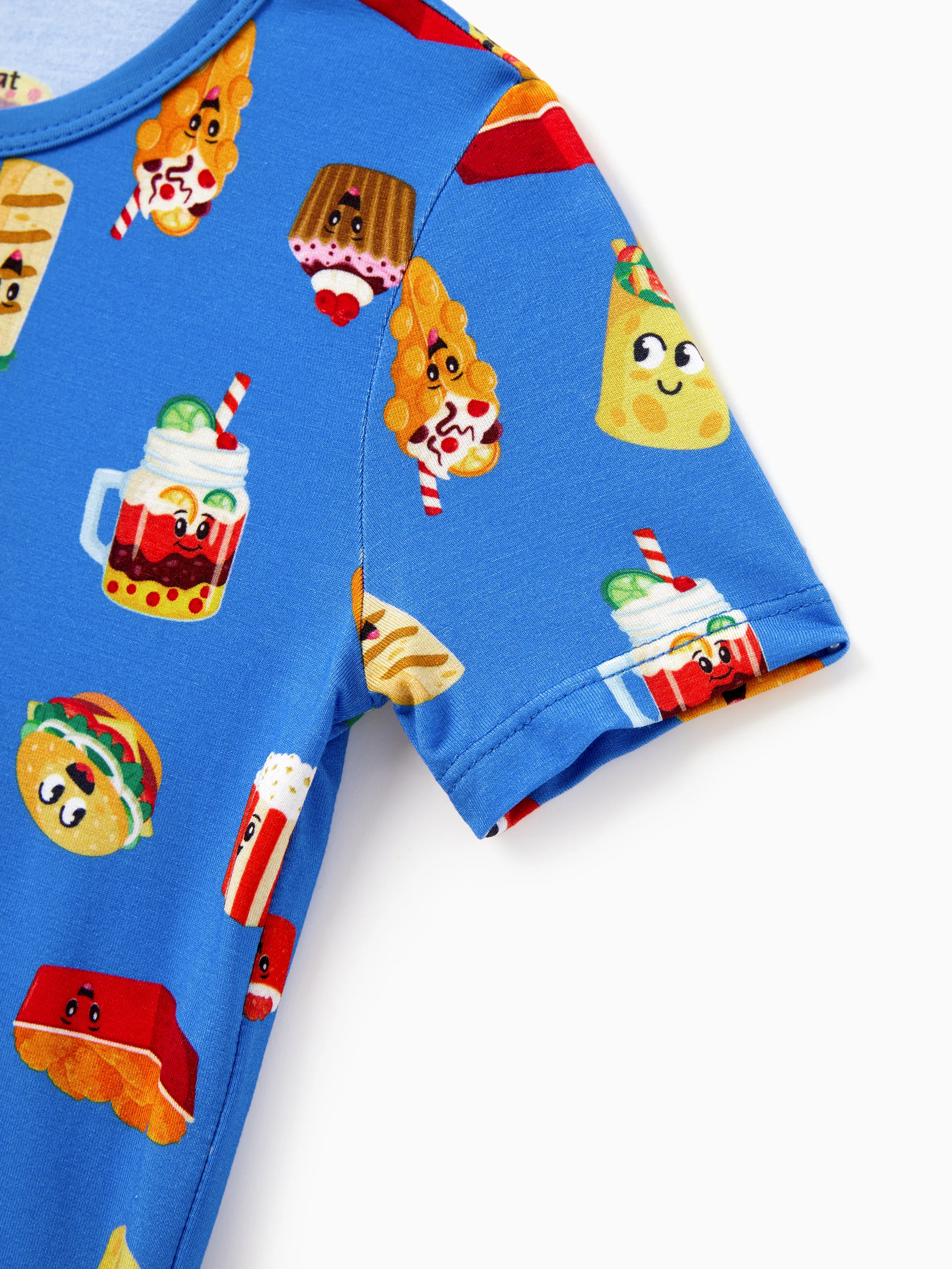 Daddy & Son Bamboo Pajamas Buttery Soft Bamboo PJs for Men Women Kids Toddler, Cute Burger & Fries Print Short Sleeve Sleepwear (Snug-Fitting for Children) Royal Blue - Image 16