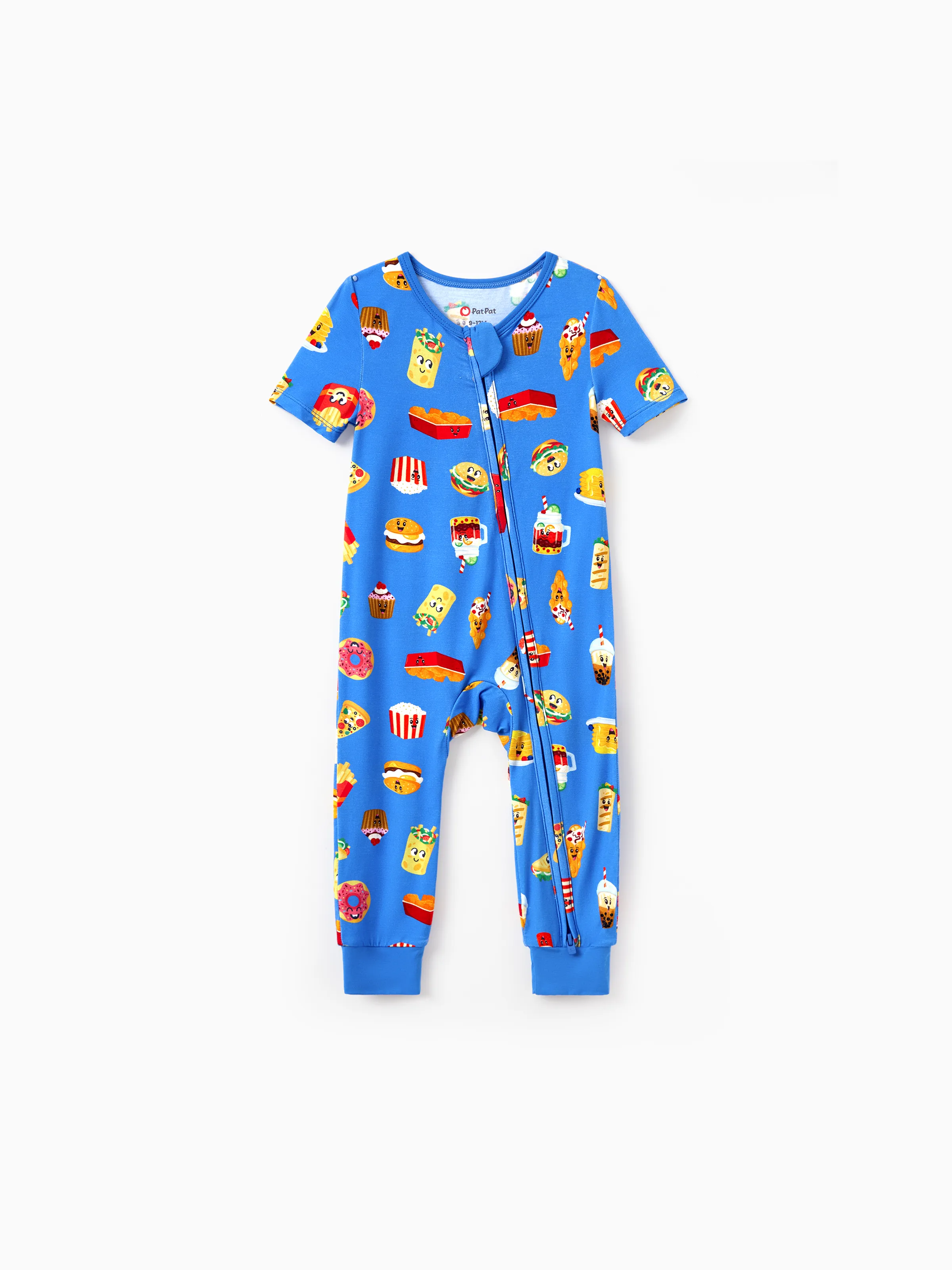 Daddy & Son Bamboo Pajamas Buttery Soft Bamboo PJs for Men Women Kids Toddler, Cute Burger & Fries Print Short Sleeve Sleepwear (Snug-Fitting for Children) Royal Blue - Image 18