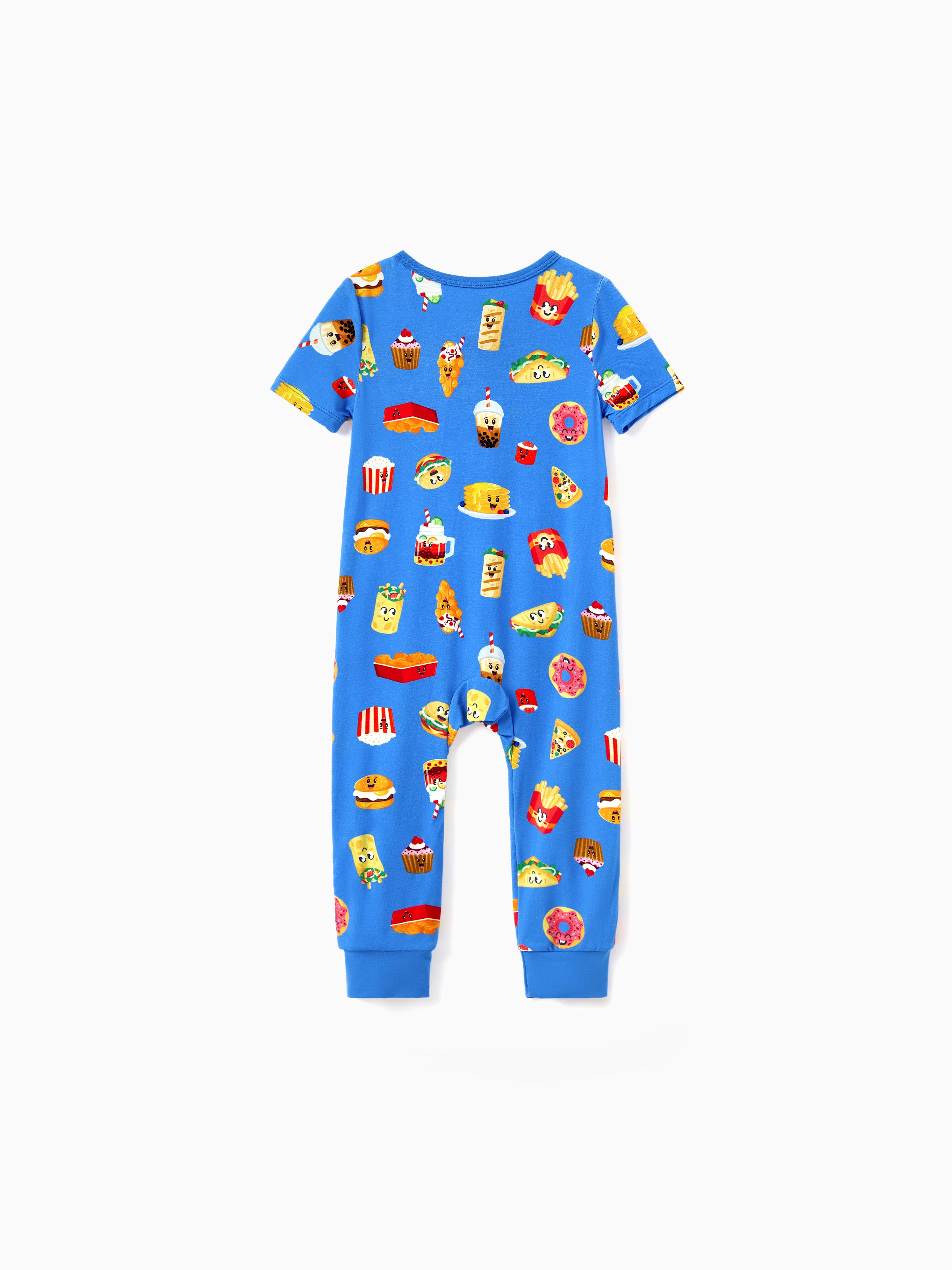 Daddy & Son Bamboo Pajamas Buttery Soft Bamboo PJs for Men Women Kids Toddler, Cute Burger & Fries Print Short Sleeve Sleepwear (Snug-Fitting for Children) Royal Blue - Image 19