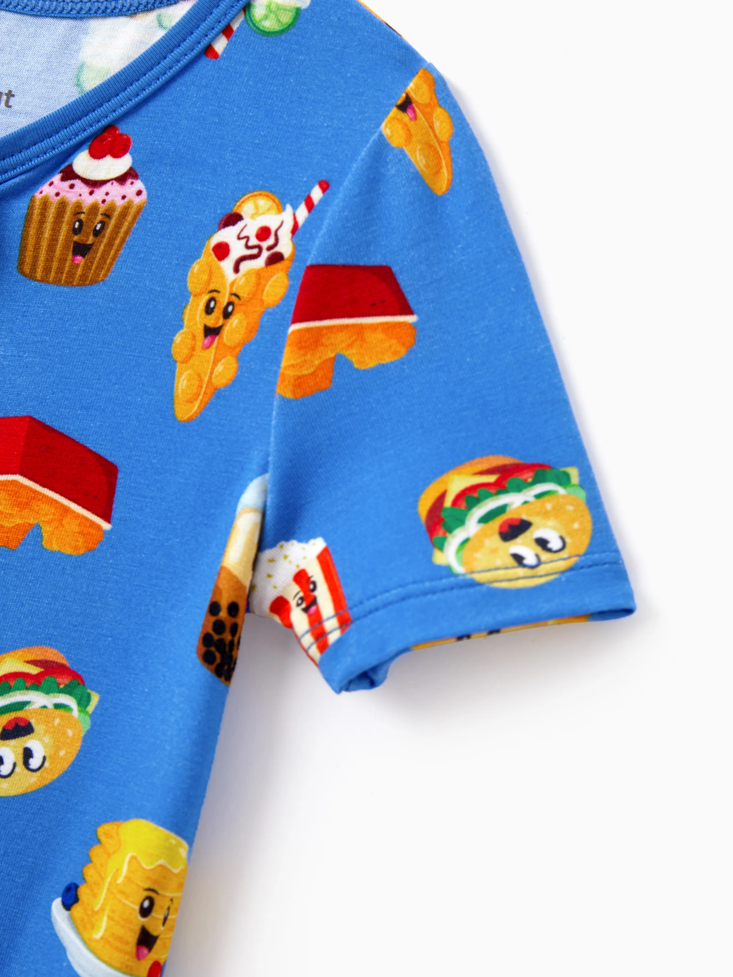 Daddy & Son Bamboo Pajamas Buttery Soft Bamboo PJs for Men Women Kids Toddler, Cute Burger & Fries Print Short Sleeve Sleepwear (Snug-Fitting for Children) Royal Blue - Image 20