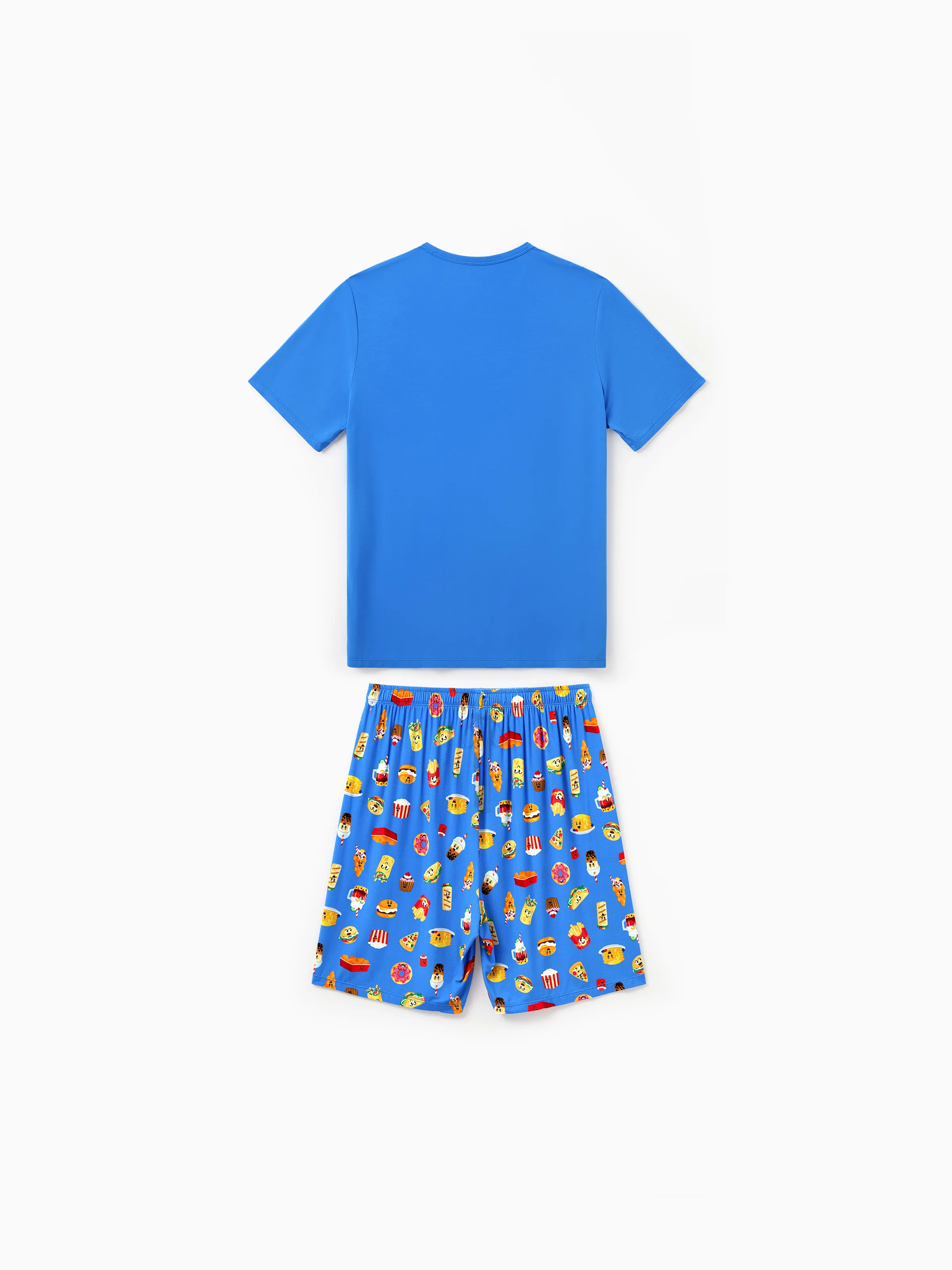 Daddy & Son Bamboo Pajamas Buttery Soft Bamboo PJs for Men Women Kids Toddler, Cute Burger & Fries Print Short Sleeve Sleepwear (Snug-Fitting for Children) Royal Blue - Image 7