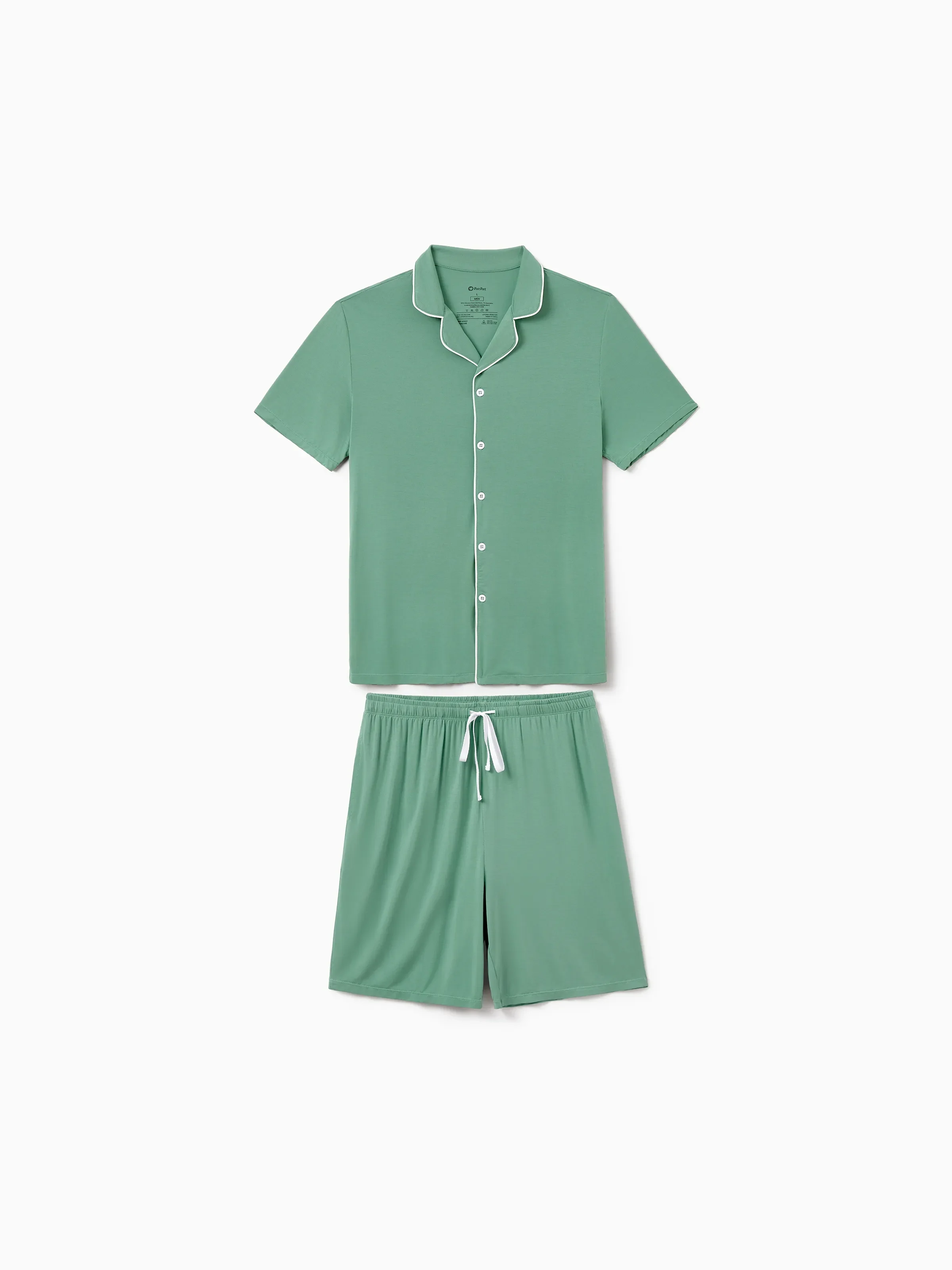Daddy & Son Bamboo Pajamas Buttery Soft Bamboo Viscose PJs for Men Women Kids Toddler Baby, Solid Color Short Sleeve Shirt & Shorts Sleepwear Green - Image 4