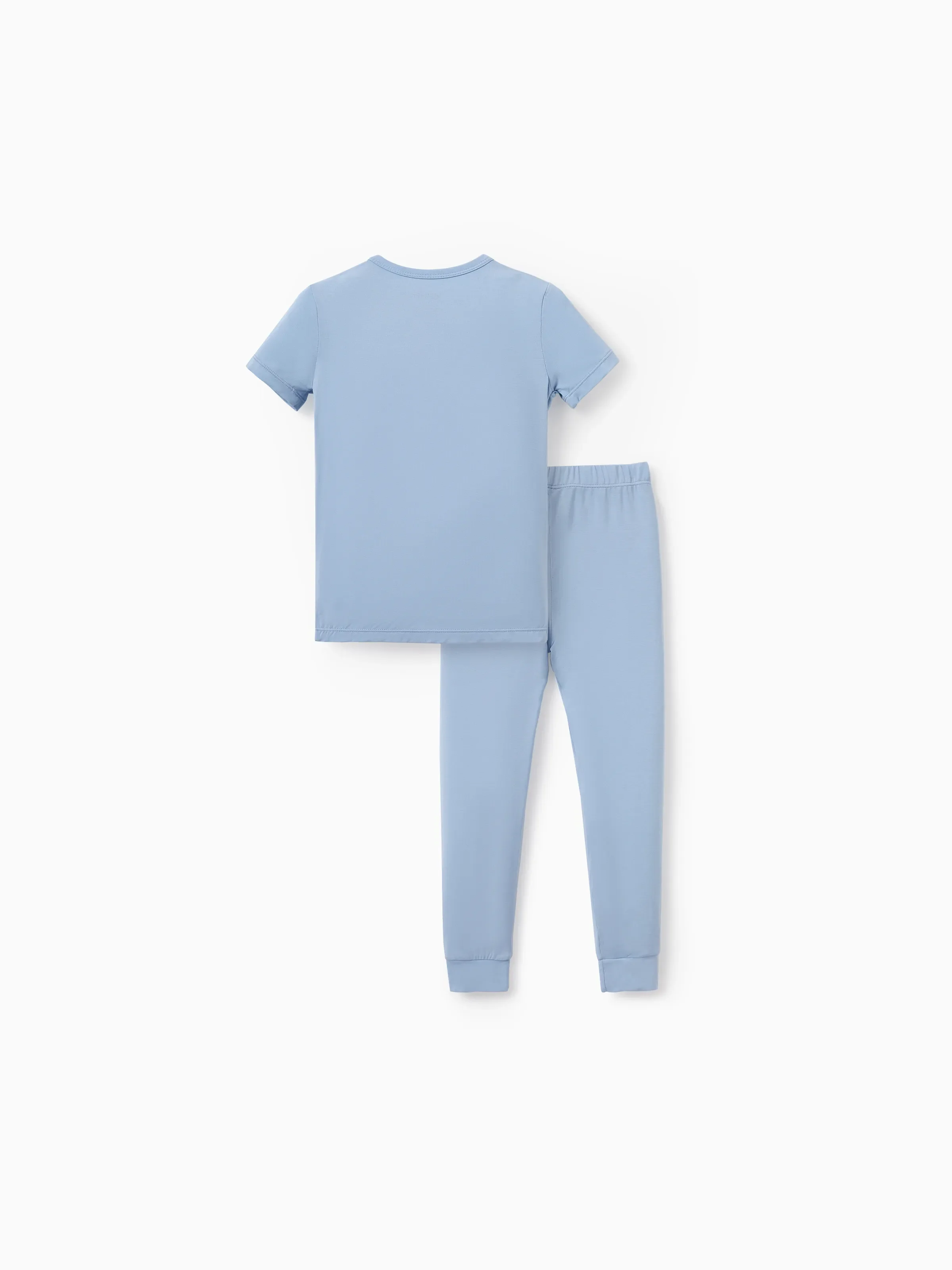 Daddy & Son Bamboo Pajamas Soft Bamboo Viscose PJs for Men Women Kids Toddler Baby, Classic Blue Short-sleeve Sleepwear with Button-Down Shirt and Pants Blue grey - Image 9