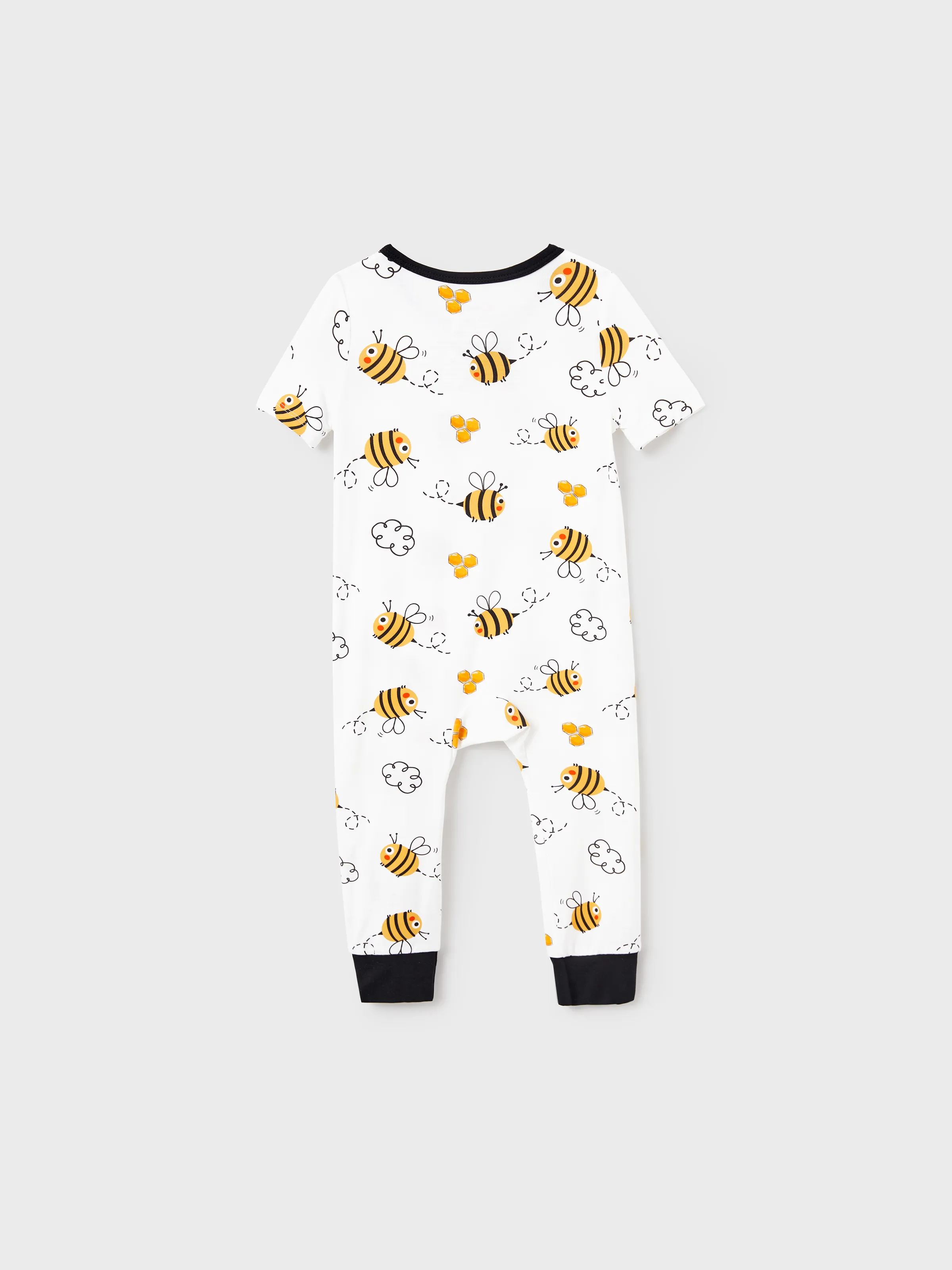 Daddy & Son Bamboo Pajamas Soft Bamboo Viscose PJs for Men Women Kids Toddler, Cute Bee Print Sleepwear with Short Sleeve Top and Long Pants White - Image 19