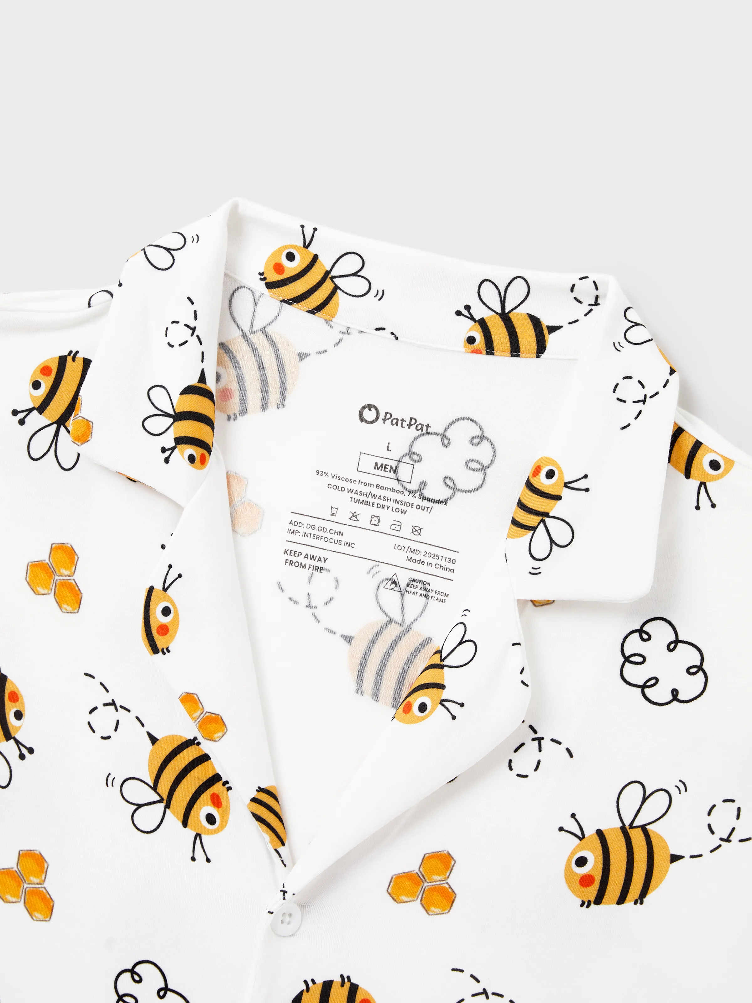 Daddy & Son Bamboo Pajamas Soft Bamboo Viscose PJs for Men Women Kids Toddler, Cute Bee Print Sleepwear with Short Sleeve Top and Long Pants White - Image 8