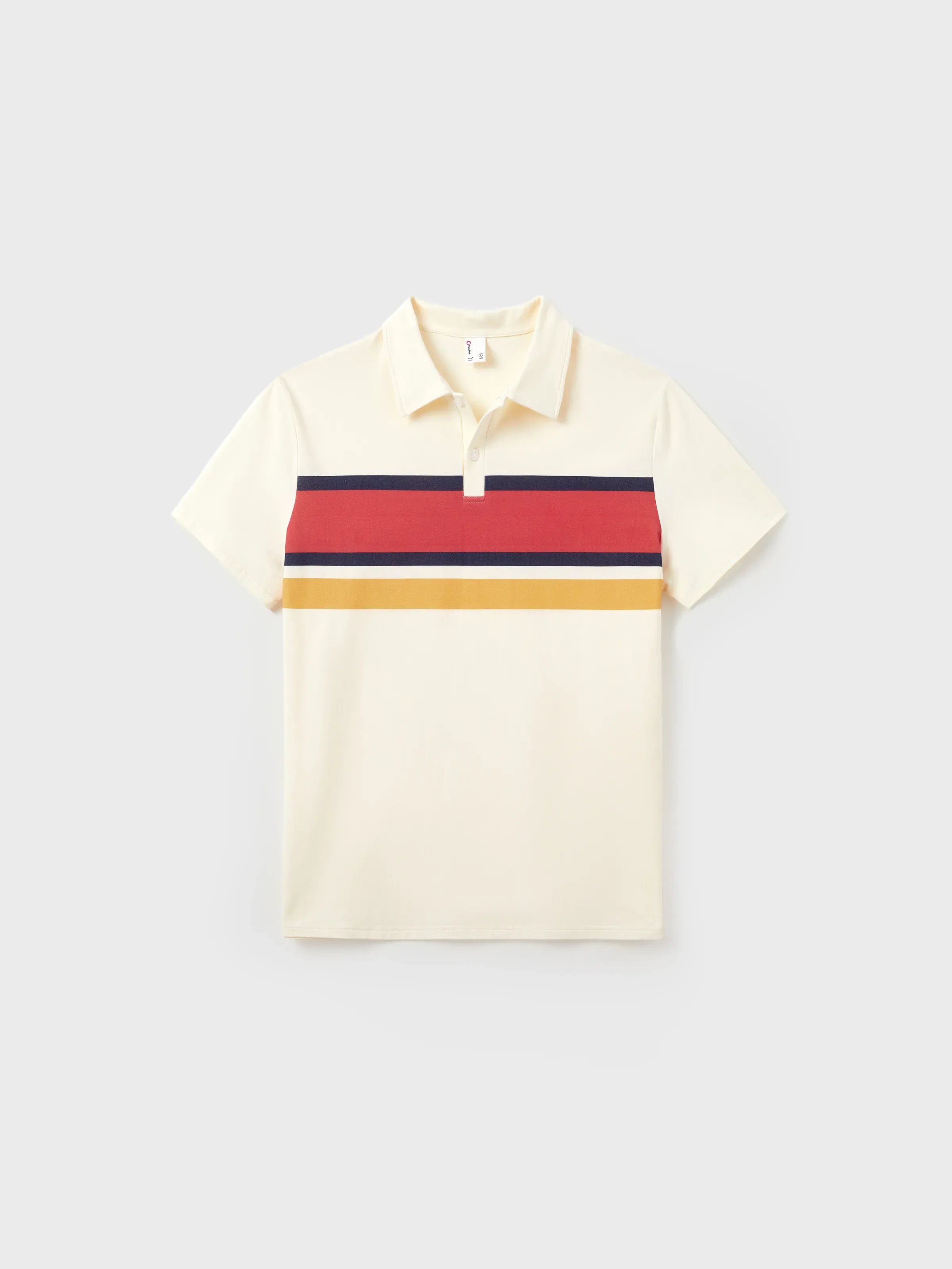 Daddy & Son Casual Outfit Colorblock Polo Collar T-shirt or Floral Print Flutter Sleeveless Dress Set Orange red - Image 3
