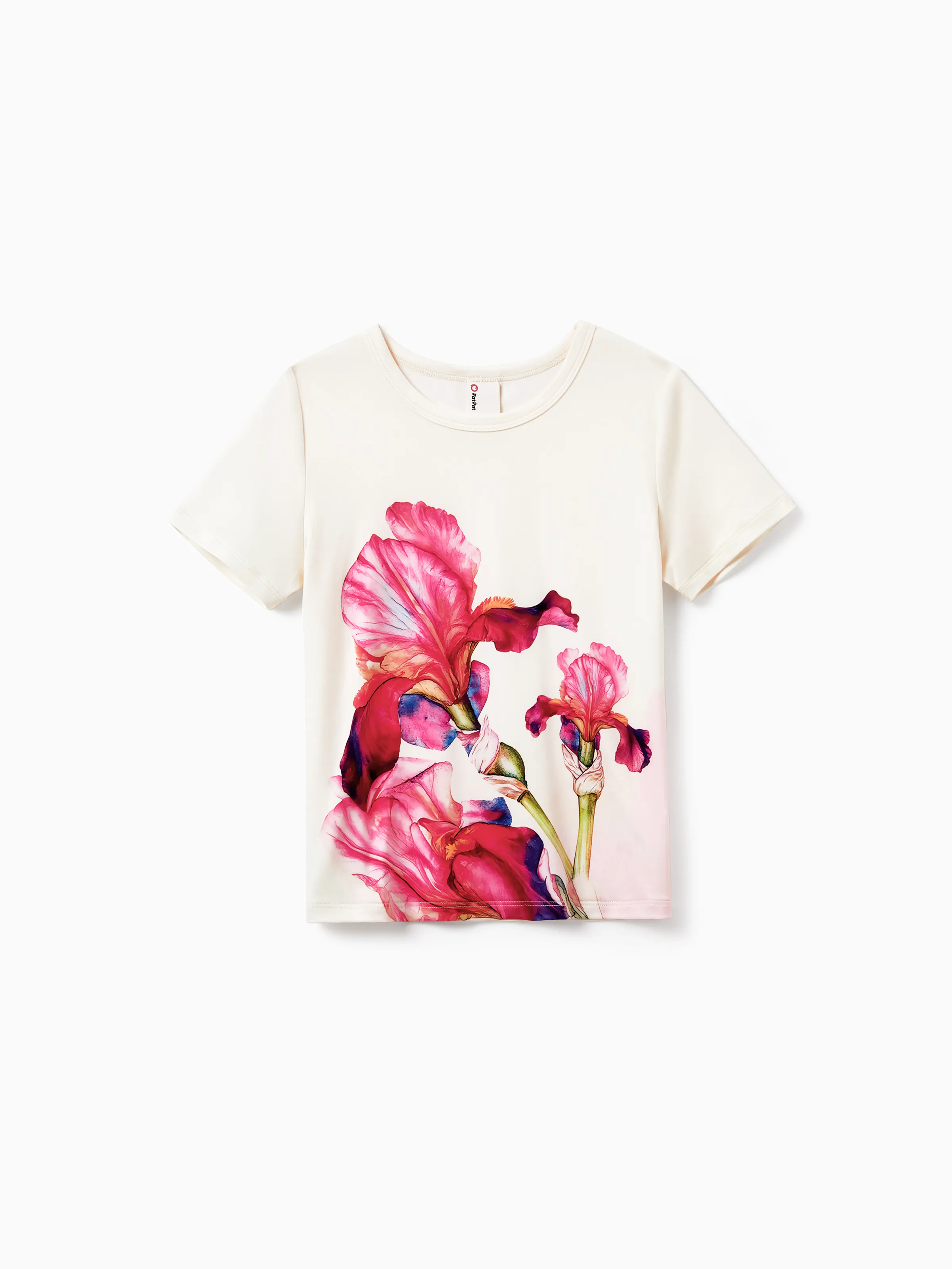 Daddy & Son Casual Outfit Floral Print T-shirt or Halter Dress Summer Set for Vacation Apricot - Image 13