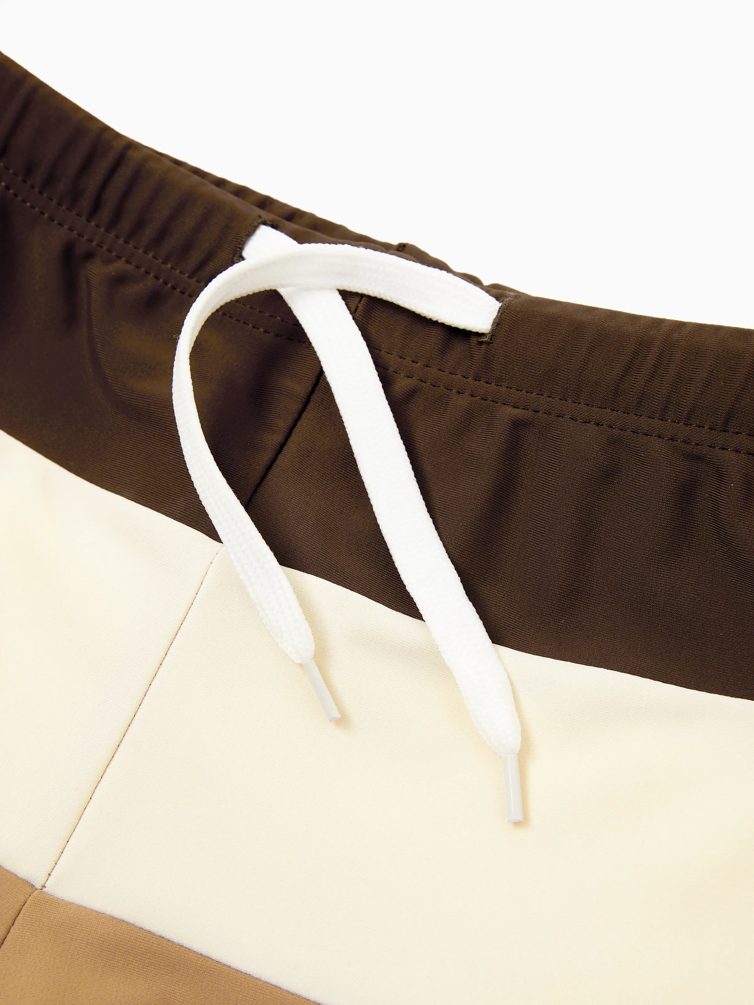Daddy & Son Color Block Swimsuits  Summer Beach Vacation Swimwear Coffee - Image 10