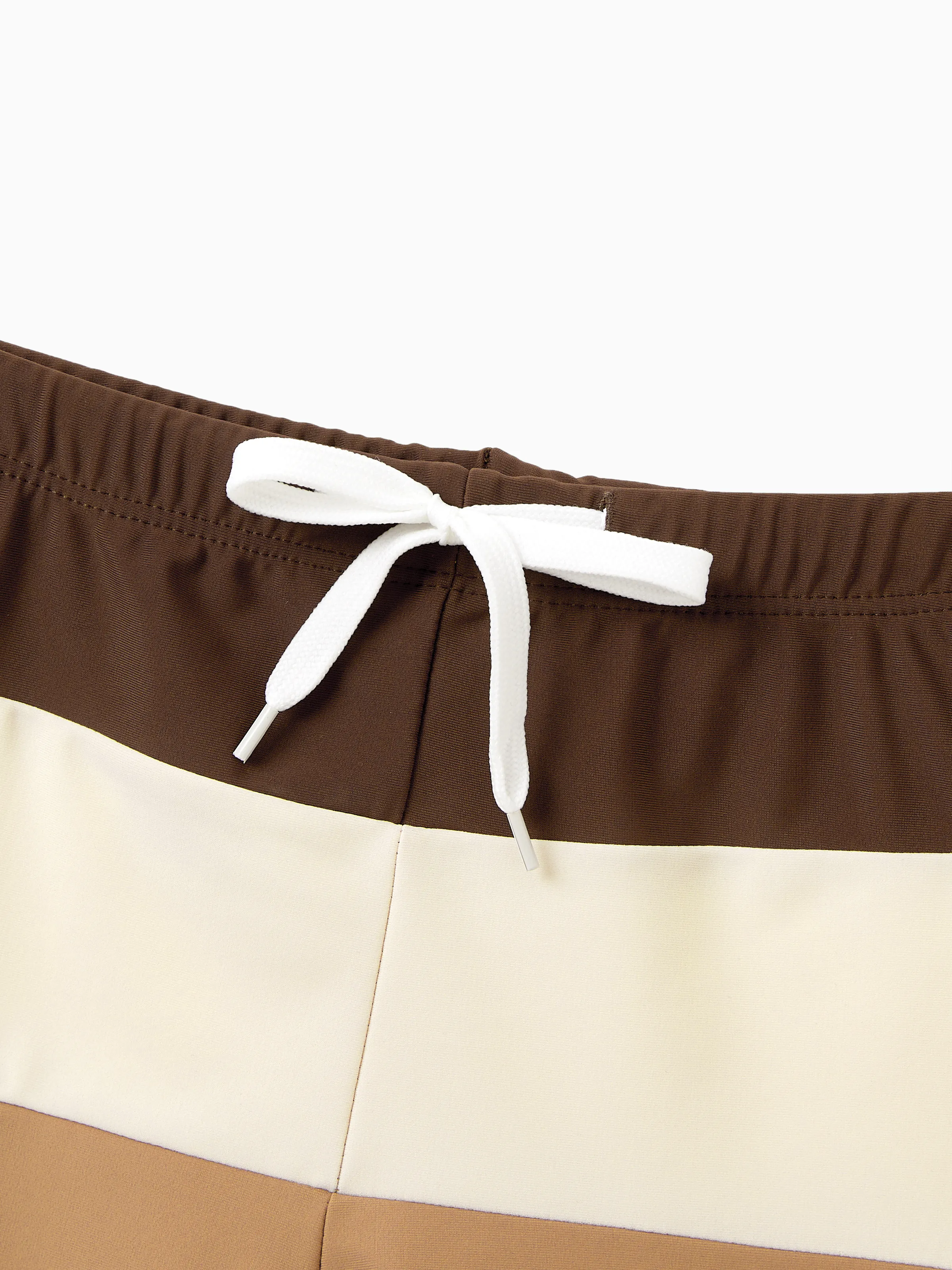 Daddy & Son Color Block Swimsuits  Summer Beach Vacation Swimwear Coffee - Image 11