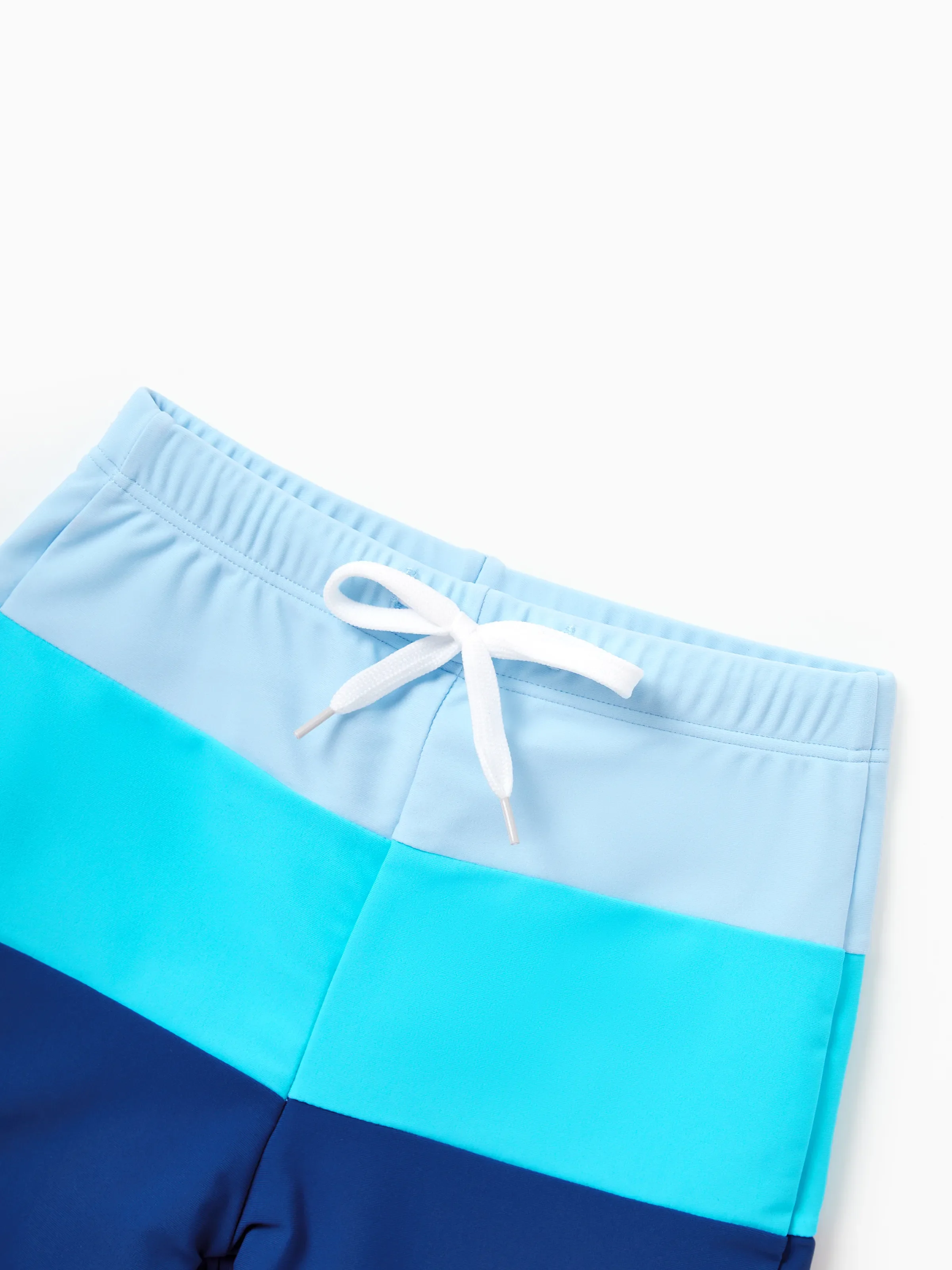 Daddy & Son Color Block Swimsuits One Shoulder Swim Dress / Swim Trunks Set Blue - Image 10