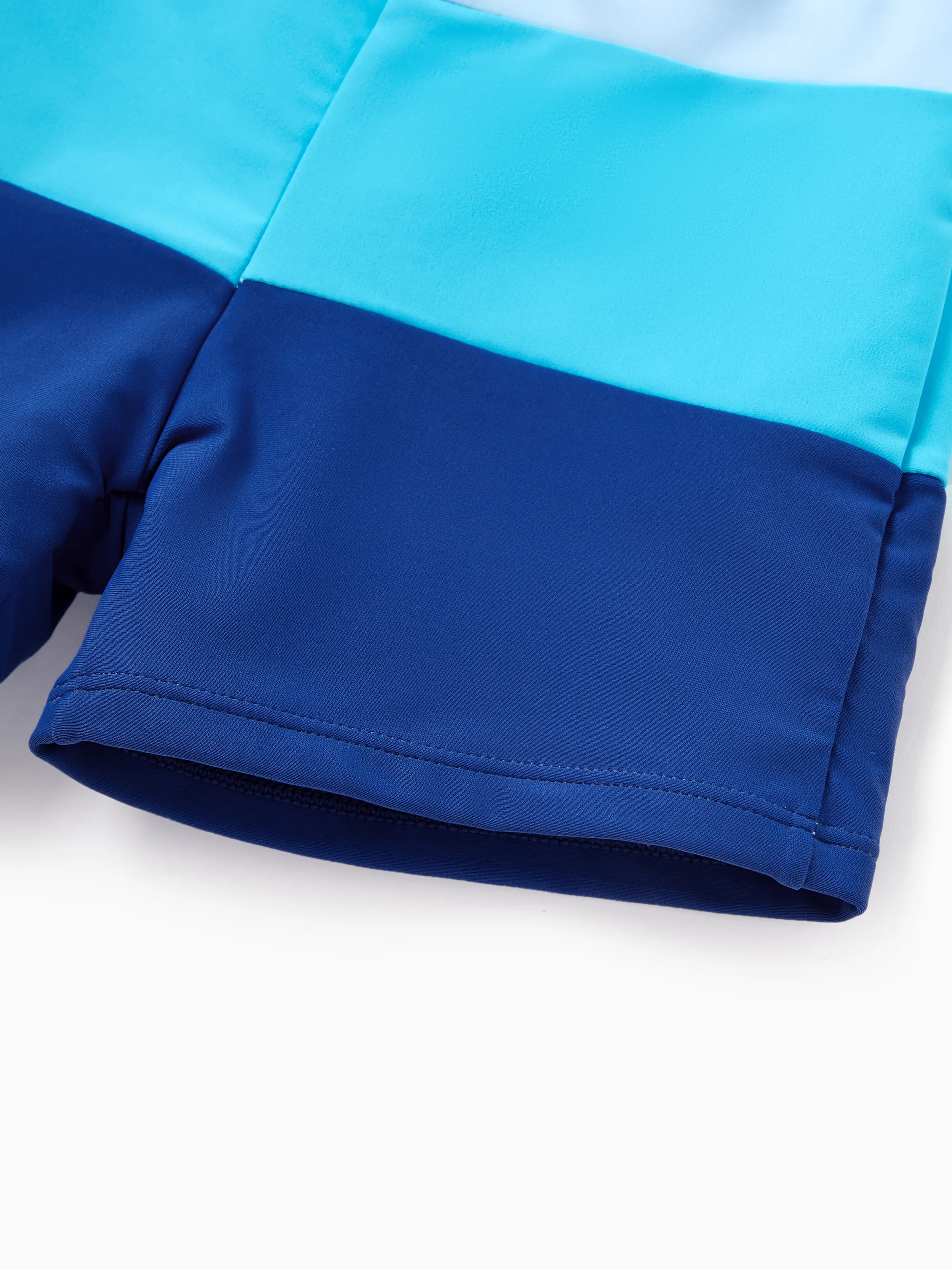 Daddy & Son Color Block Swimsuits One Shoulder Swim Dress / Swim Trunks Set Blue - Image 11