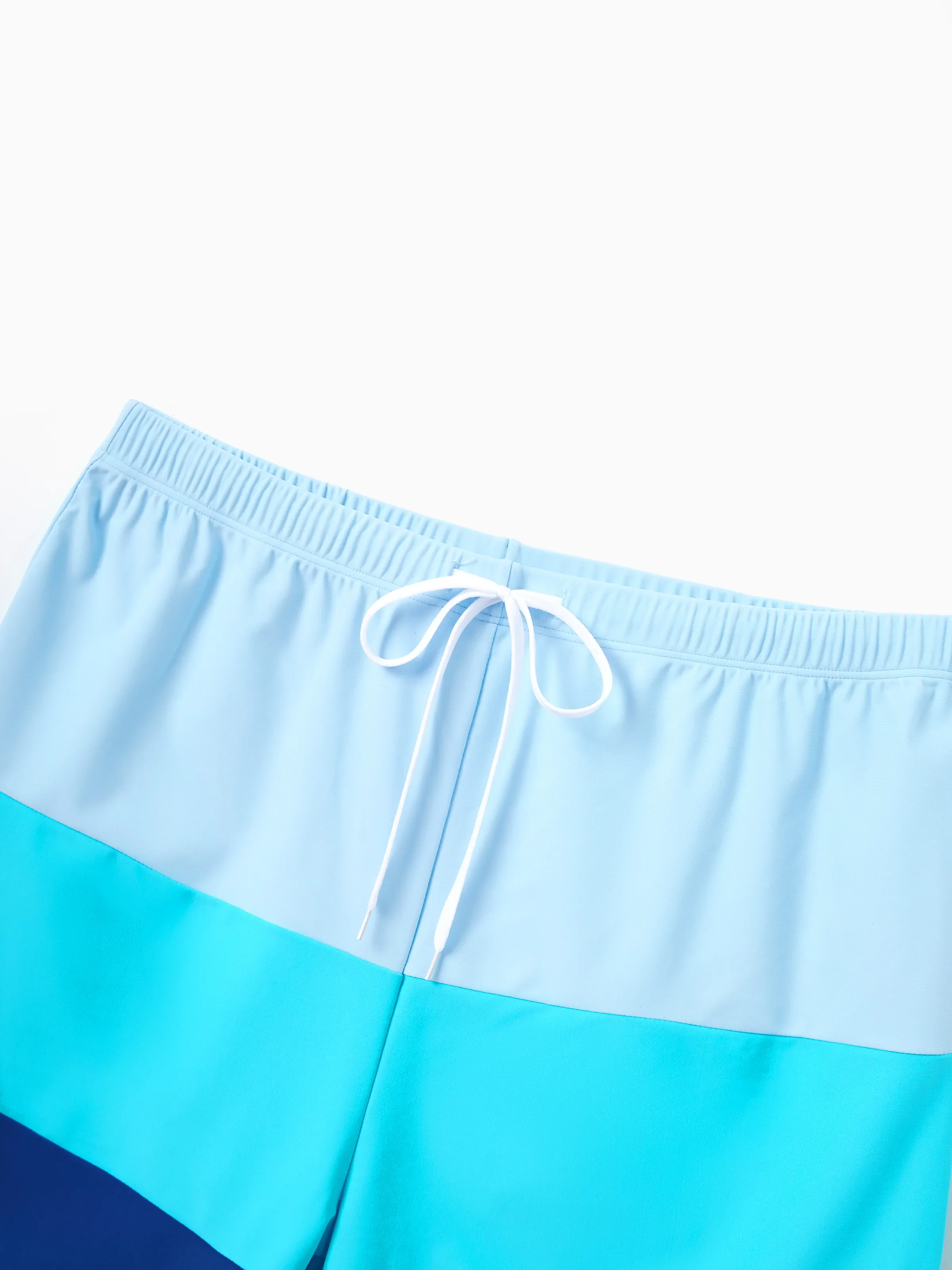 Daddy & Son Color Block Swimsuits One Shoulder Swim Dress / Swim Trunks Set Blue - Image 5