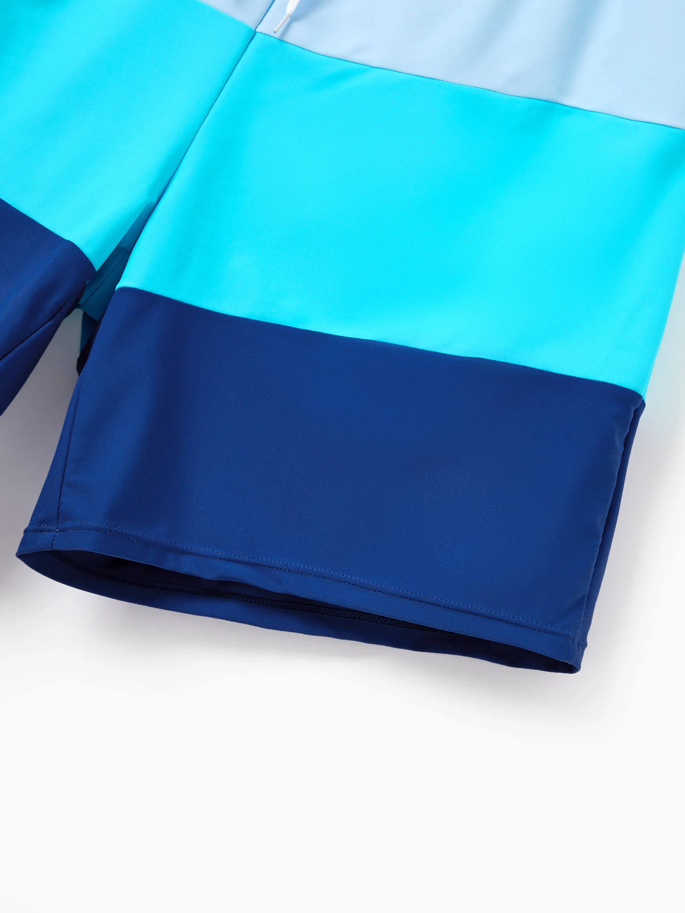 Daddy & Son Color Block Swimsuits One Shoulder Swim Dress / Swim Trunks Set Blue - Image 6