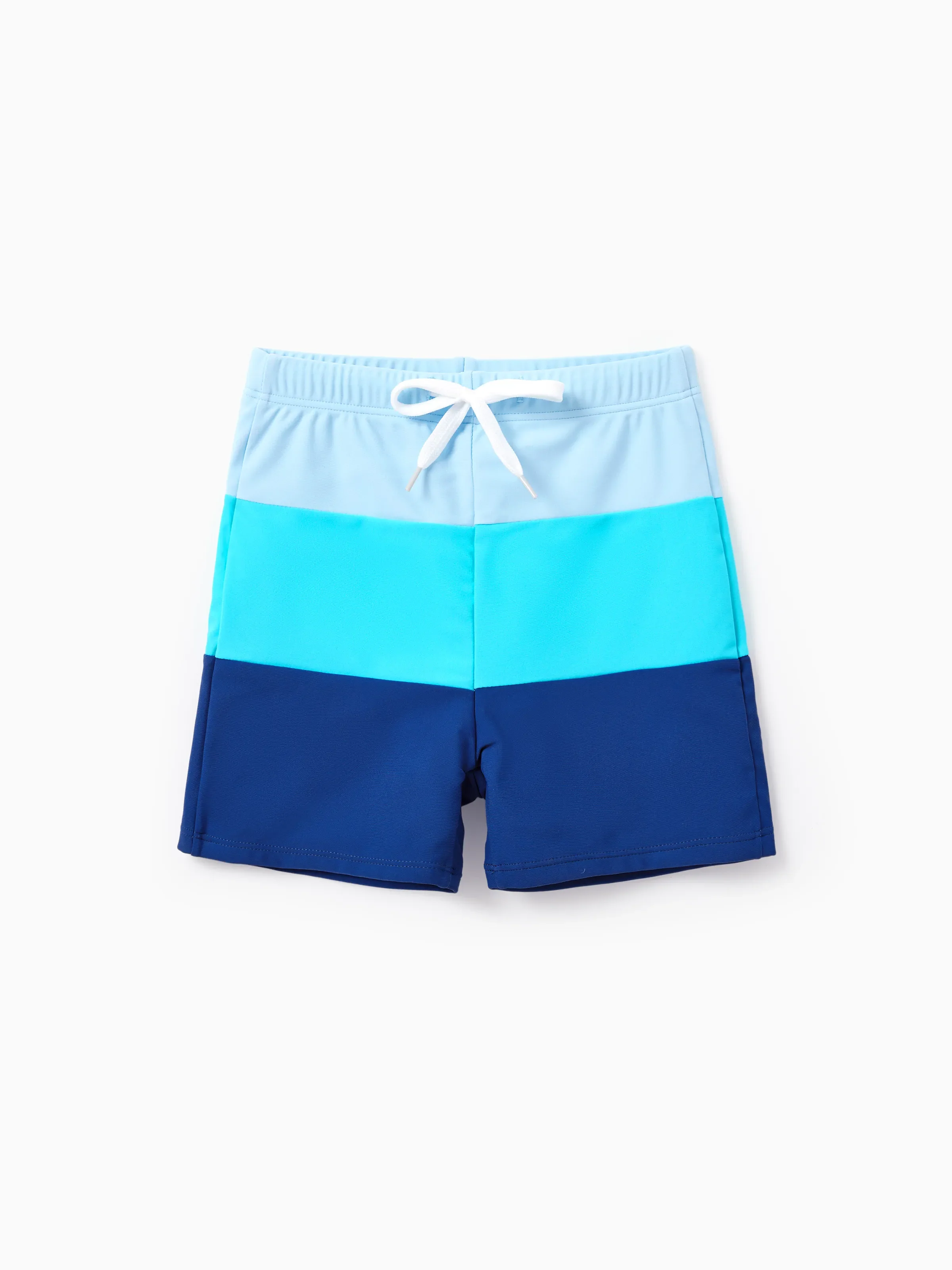 Daddy & Son Color Block Swimsuits One Shoulder Swim Dress / Swim Trunks Set Blue - Image 8