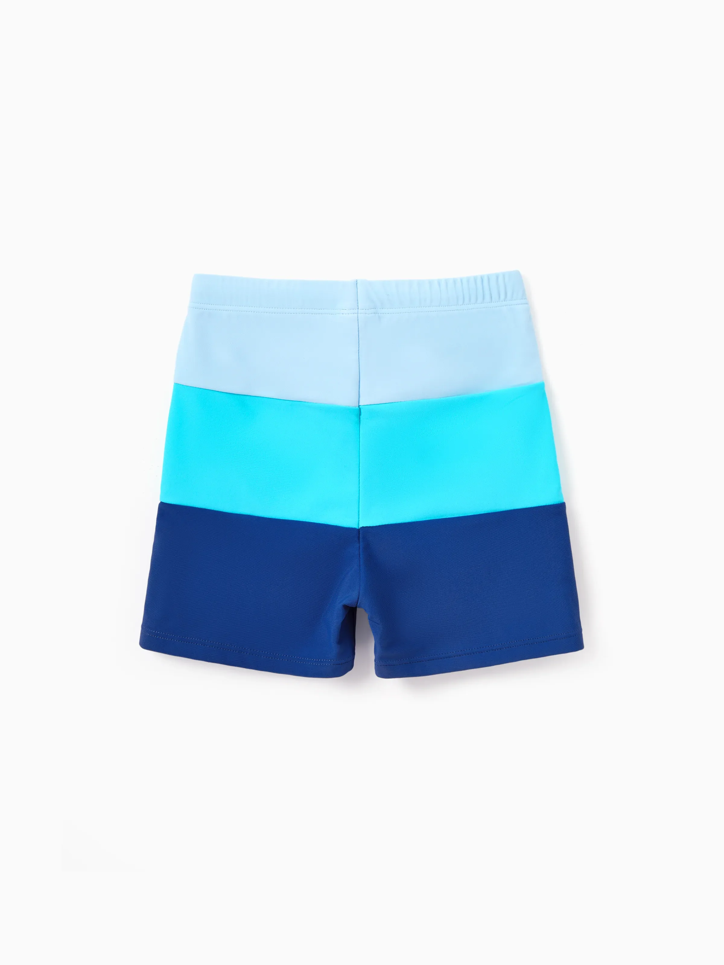 Daddy & Son Color Block Swimsuits One Shoulder Swim Dress / Swim Trunks Set Blue - Image 9
