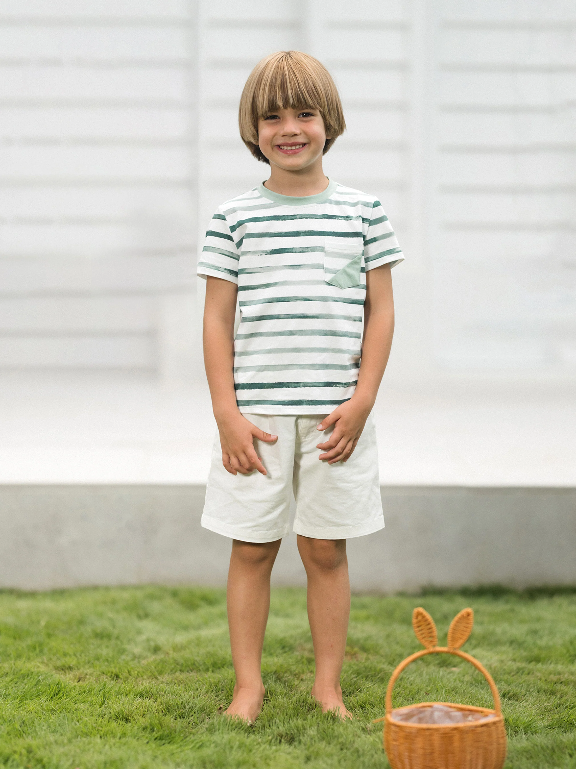 Mommy & me Cotton Outfits Set Green Striped T-Shirt and Dress Set for Dad, Mom, Kids & Baby, Perfect for Summer Family Outings & Photos Green - Image 18