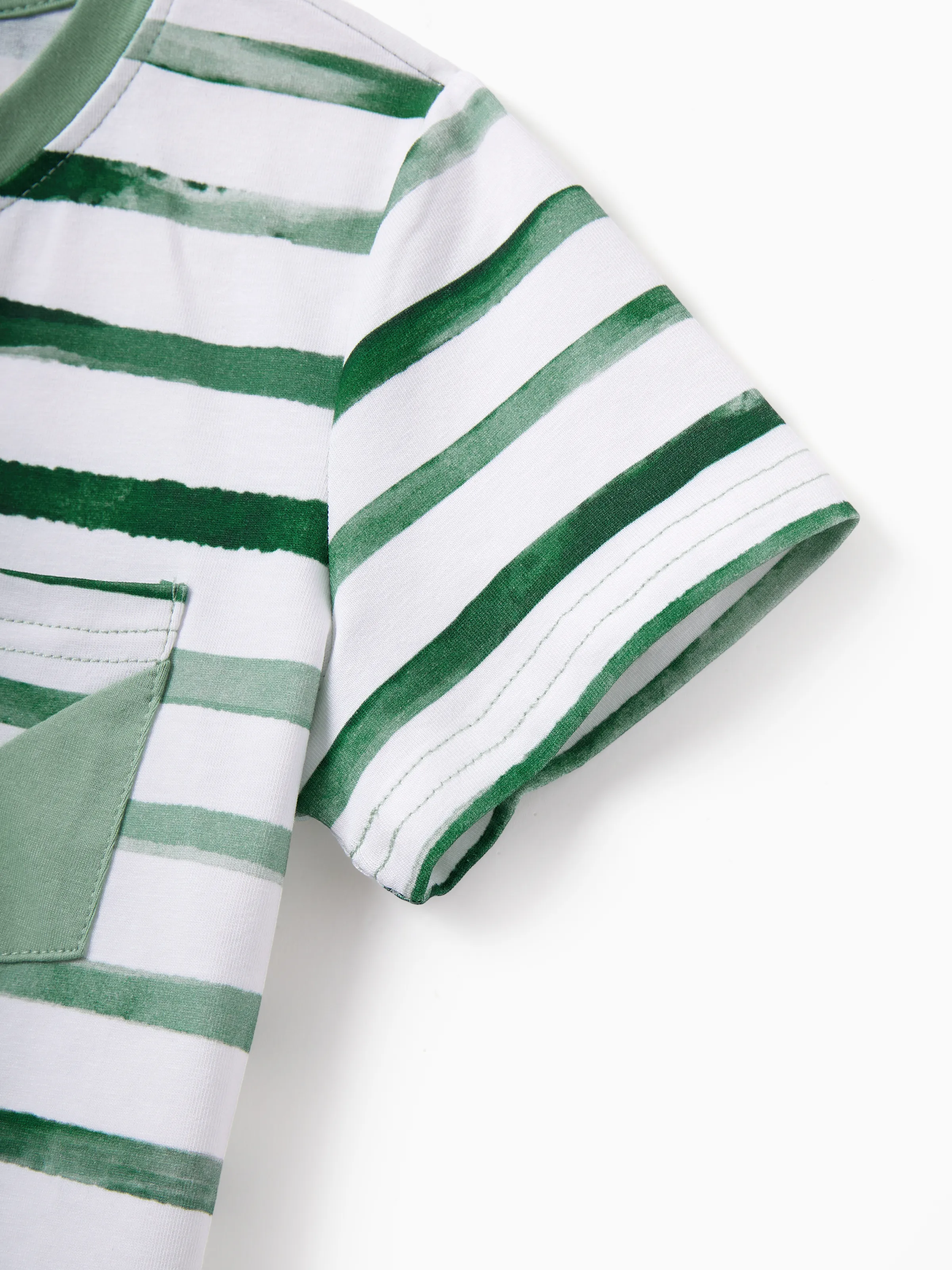 Daddy & Son Cotton Outfits Set Green Striped T-Shirt and Dress Set for Dad, Mom, Kids & Baby, Perfect for Summer Family Outings & Photos Green - Image 16