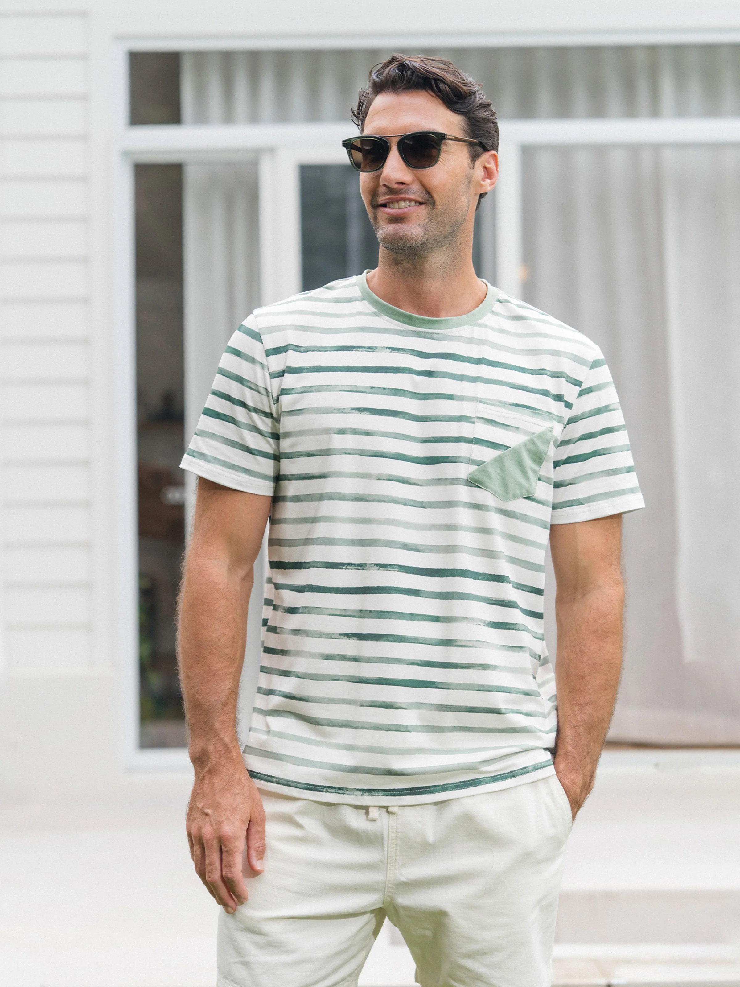 Daddy & Daughter Cotton Outfits Set Green Striped T-Shirt and Dress Set for Dad, Mom, Kids & Baby, Perfect for Summer Family Outings & Photos Green - Image 4