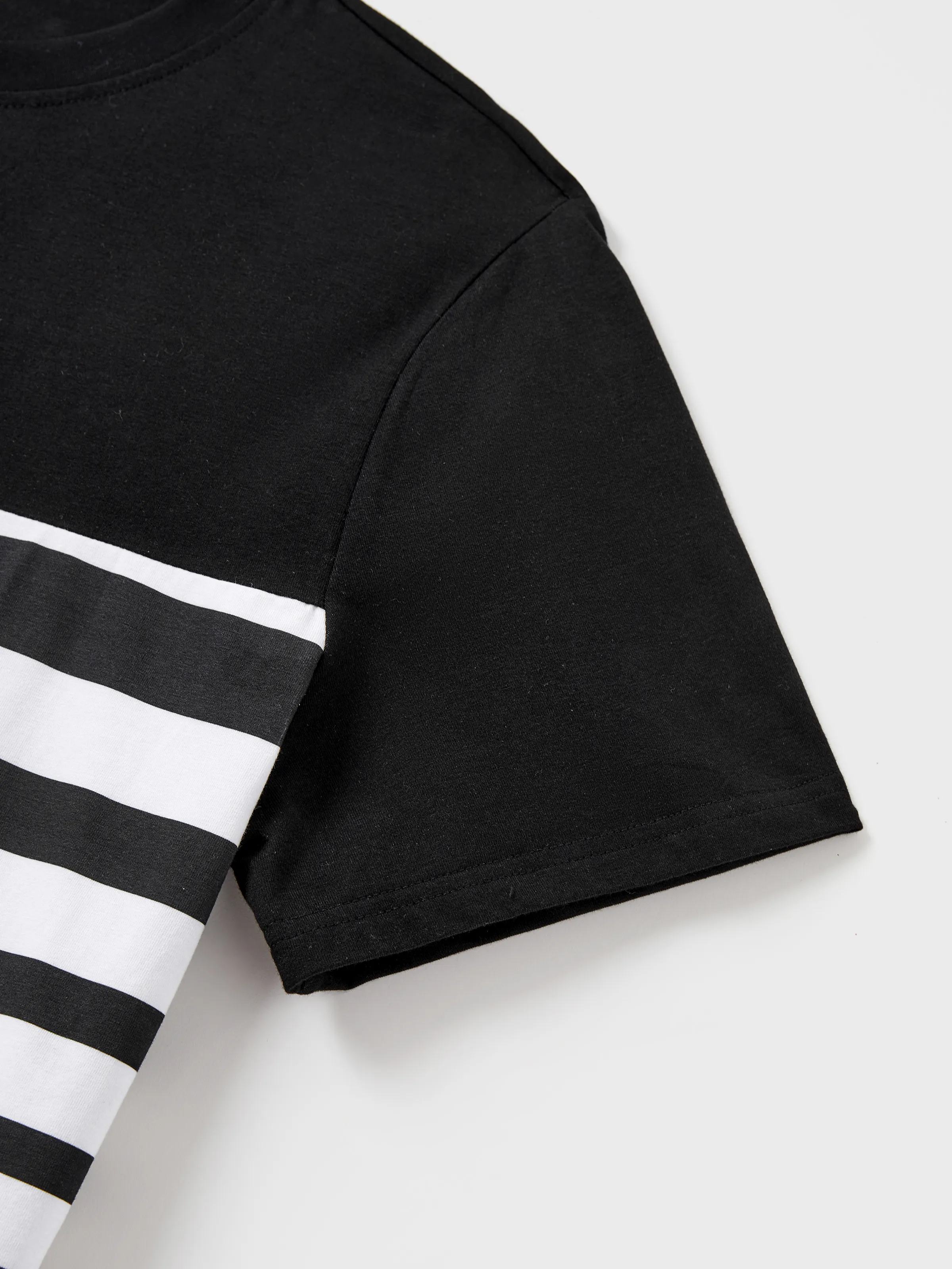 Daddy & Son Cotton Set Black and White Stripe T-shirt Black+White - Image 5