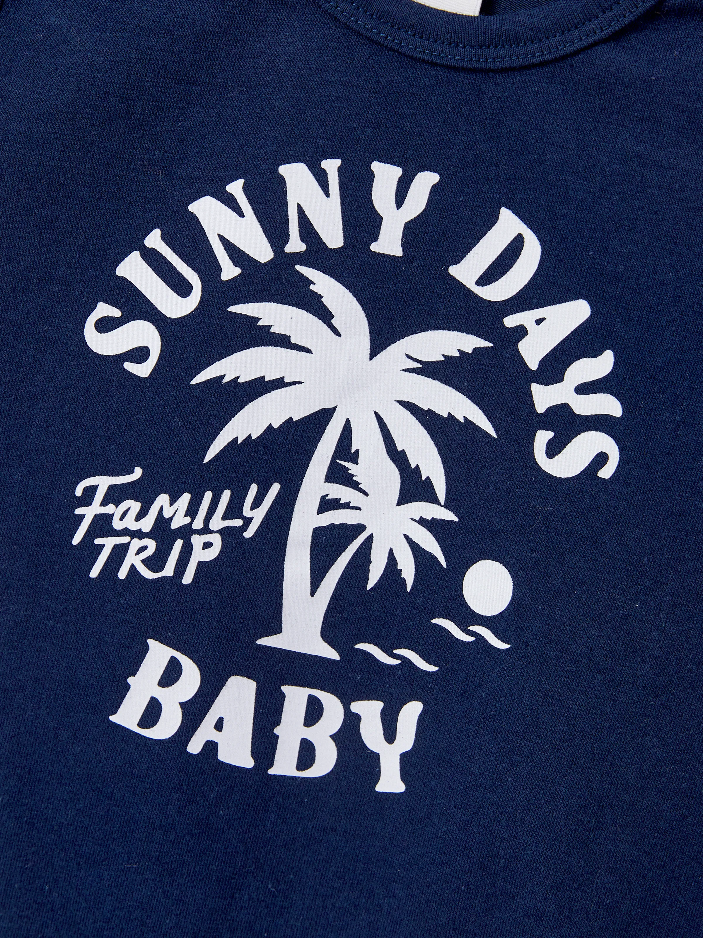 Daddy & Son Cotton T-Shirt & Dress Set – Sunny Days Palm Print for Dad, Mom, Baby & Toddler, Perfect for Summer Vacations & Family Outings Tibetan blue - Image 17