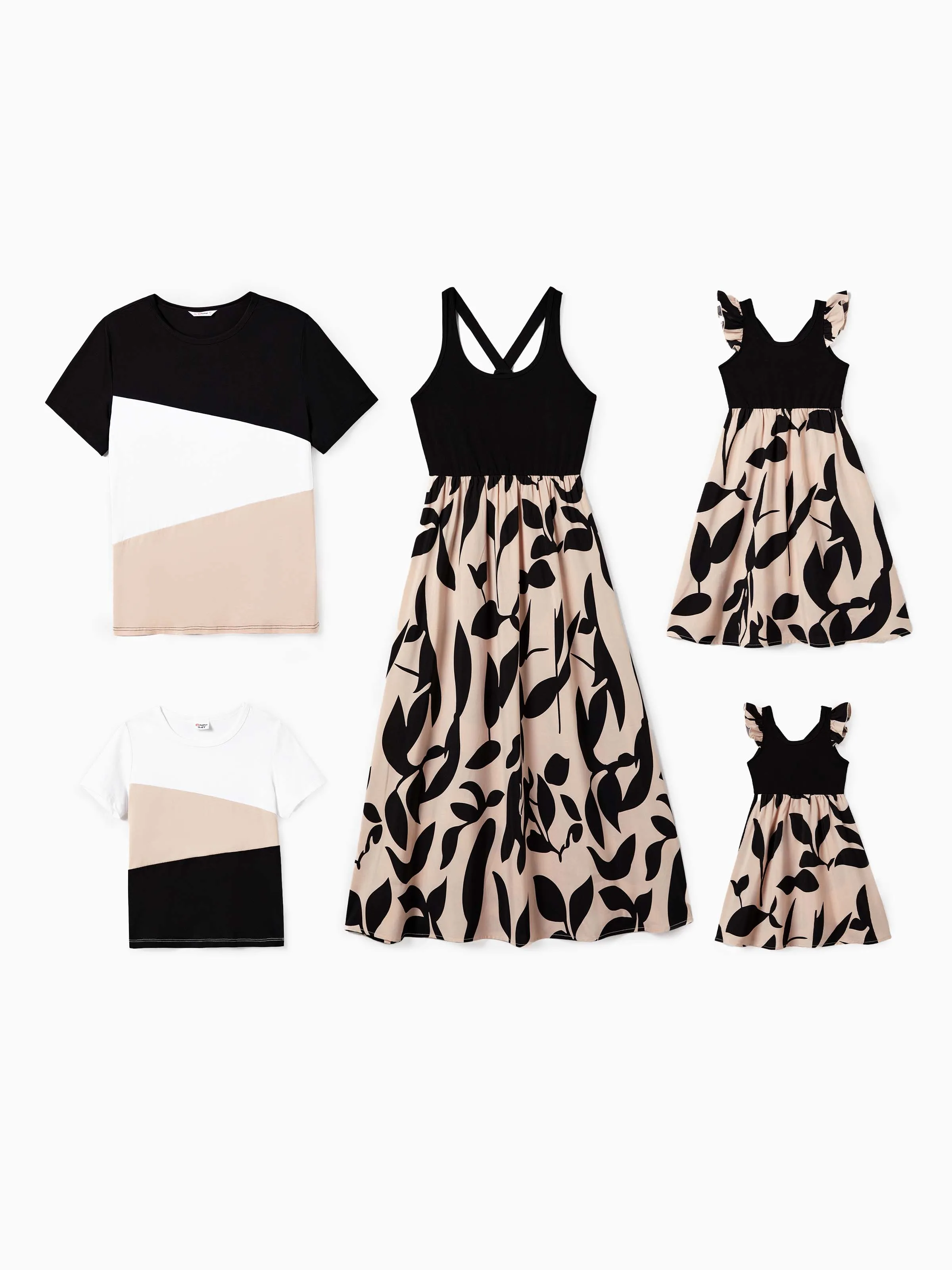 Daddy & Son Cross Back Colorblock Top Sets Black - Image 2