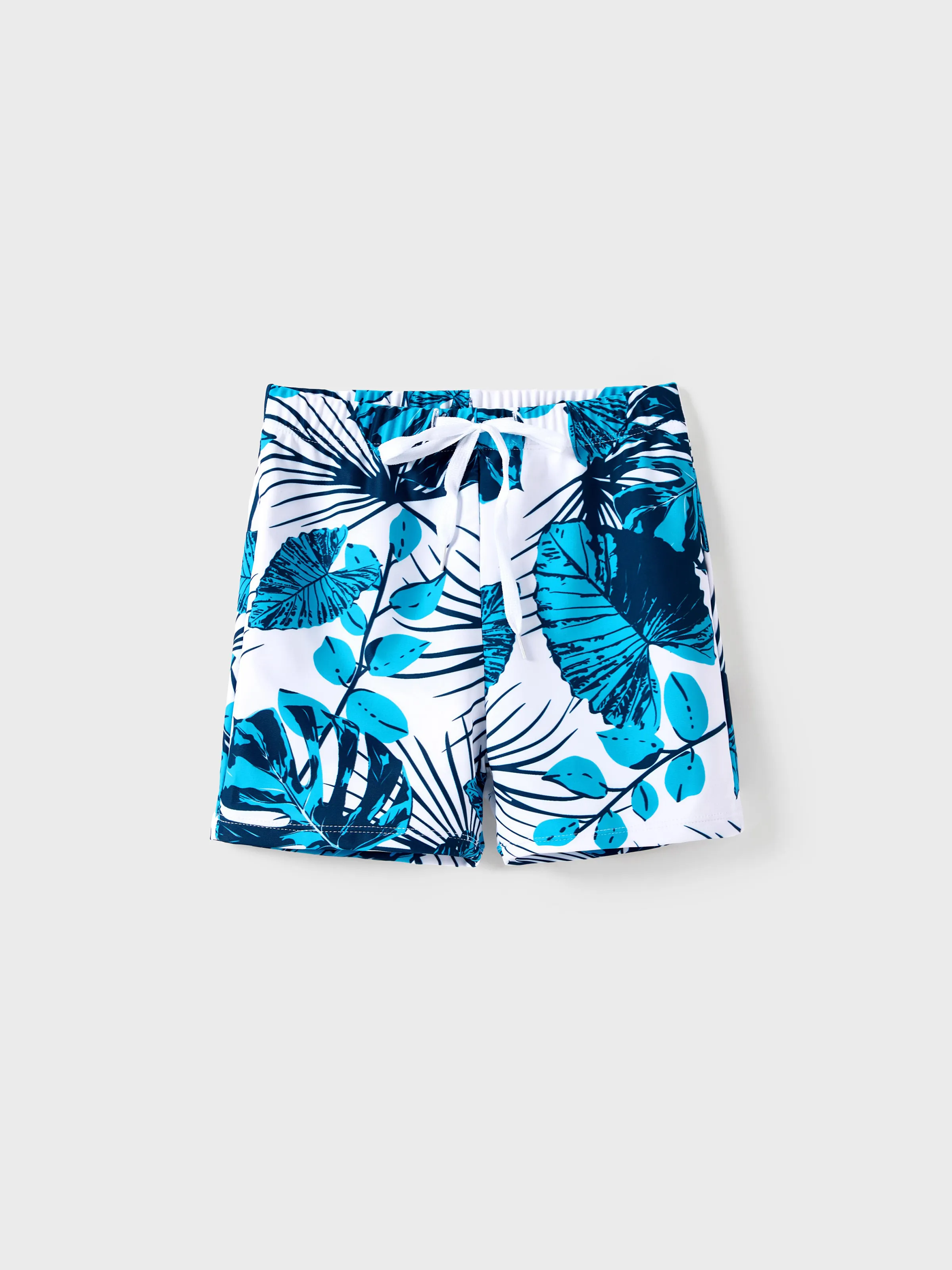 Daddy & Son Drawstring Swim Trunks or Cut Out Lace UP Back One-Piece Swimsuit BLUEWHITE - Image 7