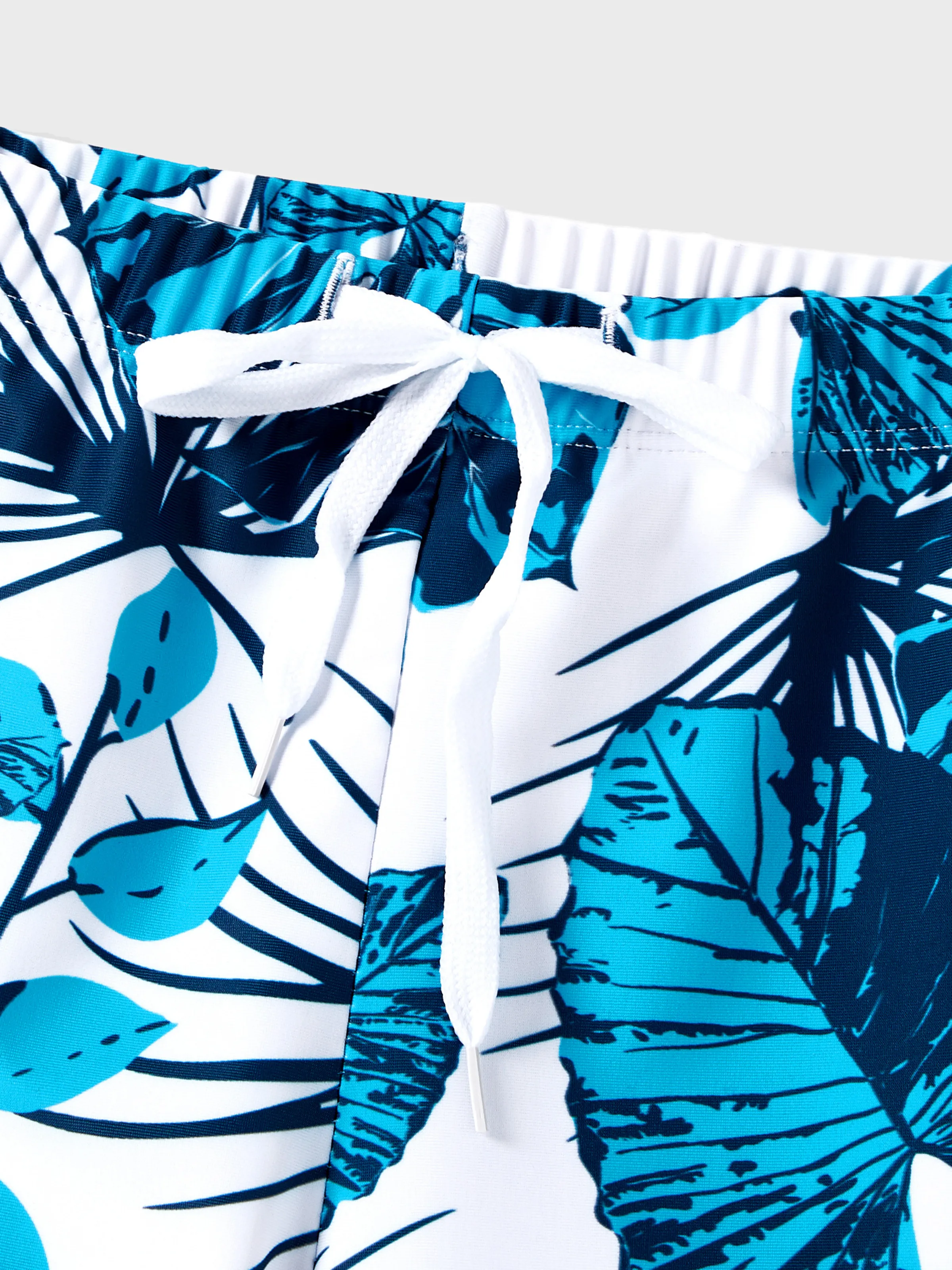 Daddy & Son Drawstring Swim Trunks or Cut Out Lace UP Back One-Piece Swimsuit BLUEWHITE - Image 8