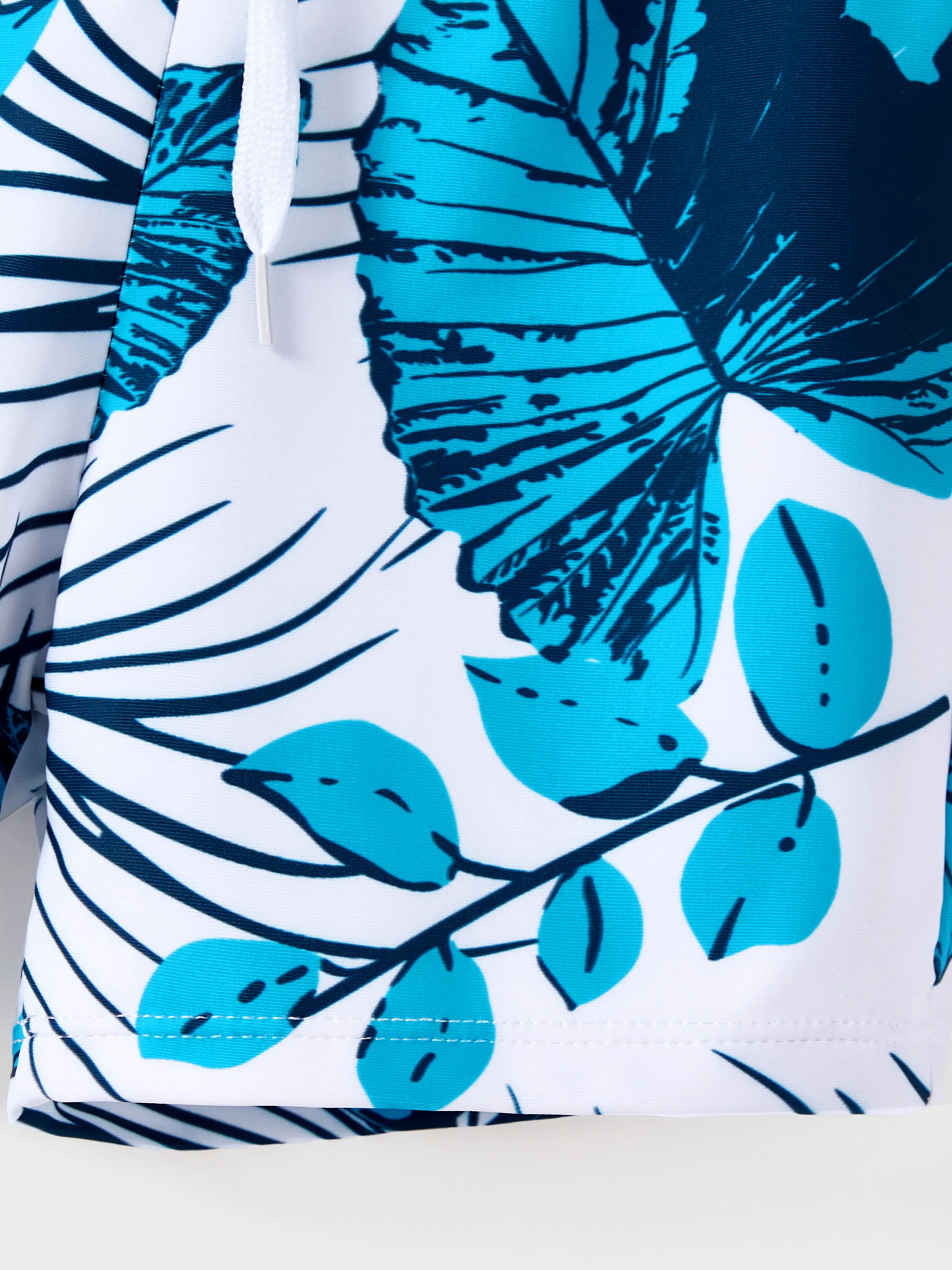Daddy & Son Drawstring Swim Trunks or Cut Out Lace UP Back One-Piece Swimsuit BLUEWHITE - Image 9