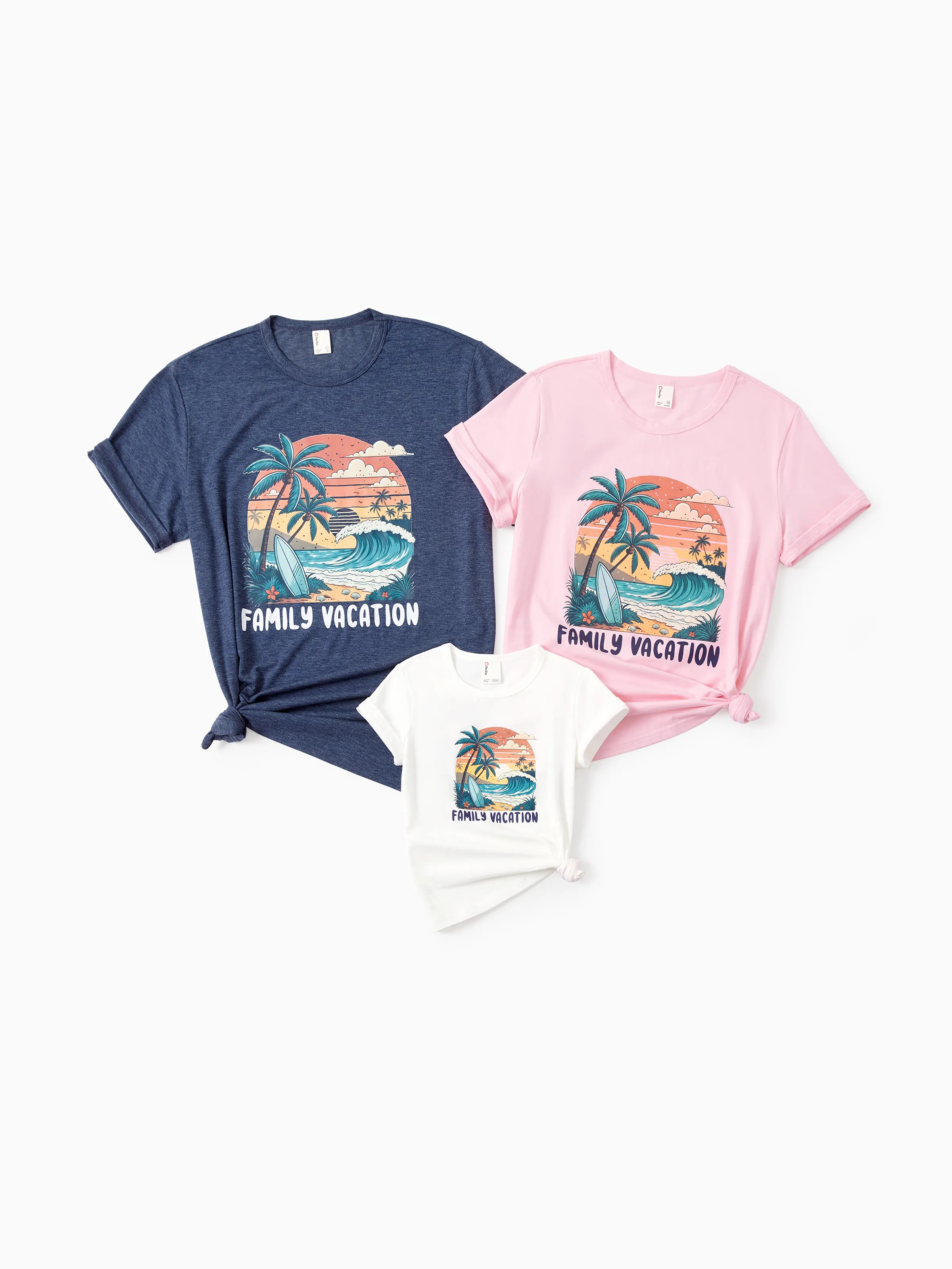 Daddy & Son "Family Vacation" Graphic Cotton Tees Tropical Surf Print T-Shirt Multi-color - Image 2
