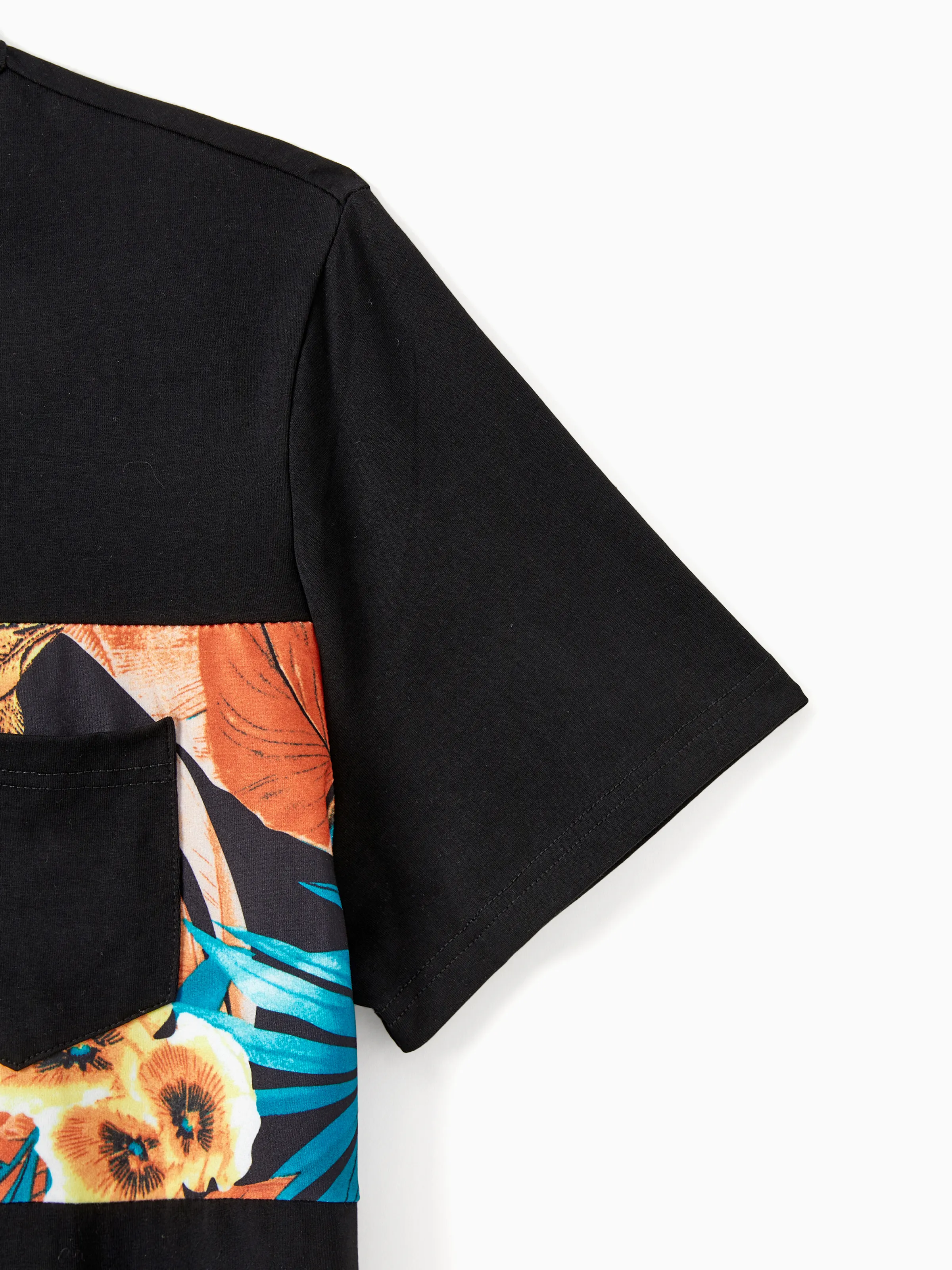 Daddy & Son Floral Panel T-shirt Sets Black - Image 7